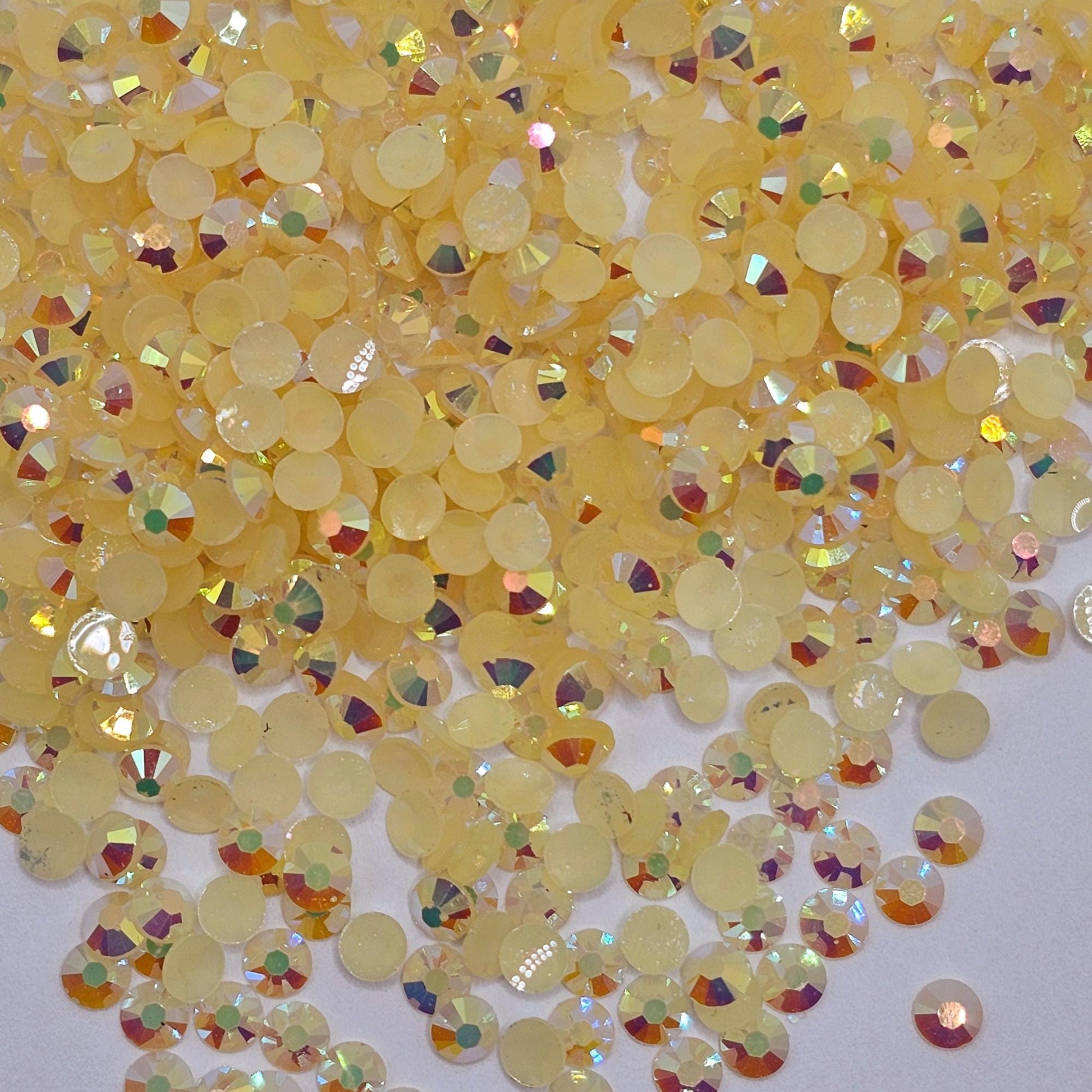 Bulk AB Jelly Flatback Resin Acrylic Rhinestones Non-Hotfix Light Yellow 2mm 3mm 4mm 5mm 6mm