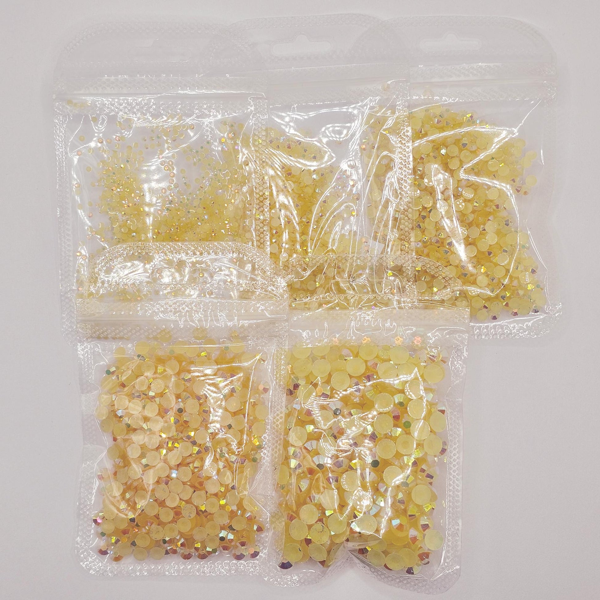Bulk AB Jelly Flatback Resin Acrylic Rhinestones Non-Hotfix Light Yellow 2mm 3mm 4mm 5mm 6mm