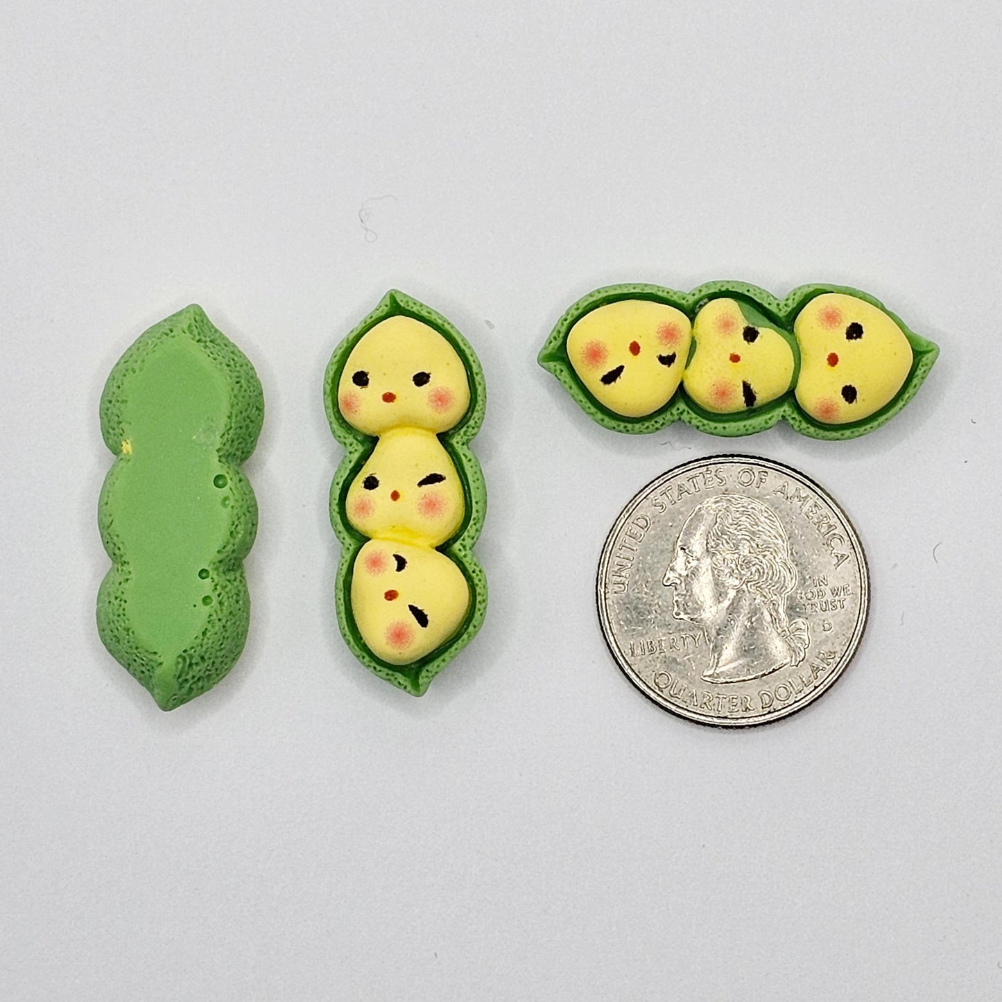 10/25 Pcs Pea pod embellishment cabochon yellow green resin Cabochons , #CAB188