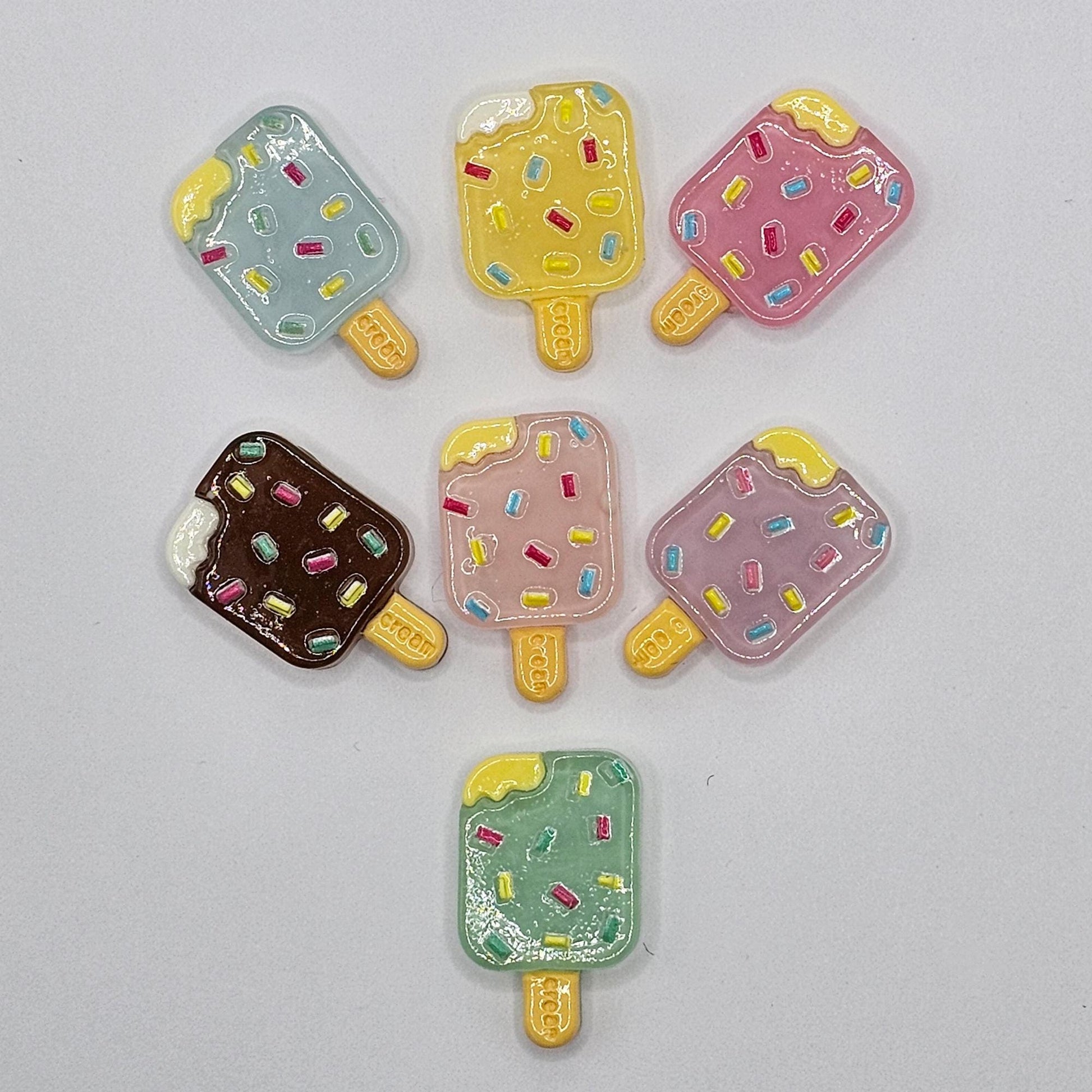 8/15/30 pcs Translucent Sprinkle Popsicle Flat Back Resin Cabochons, Kawaii Cabochon #CAB191