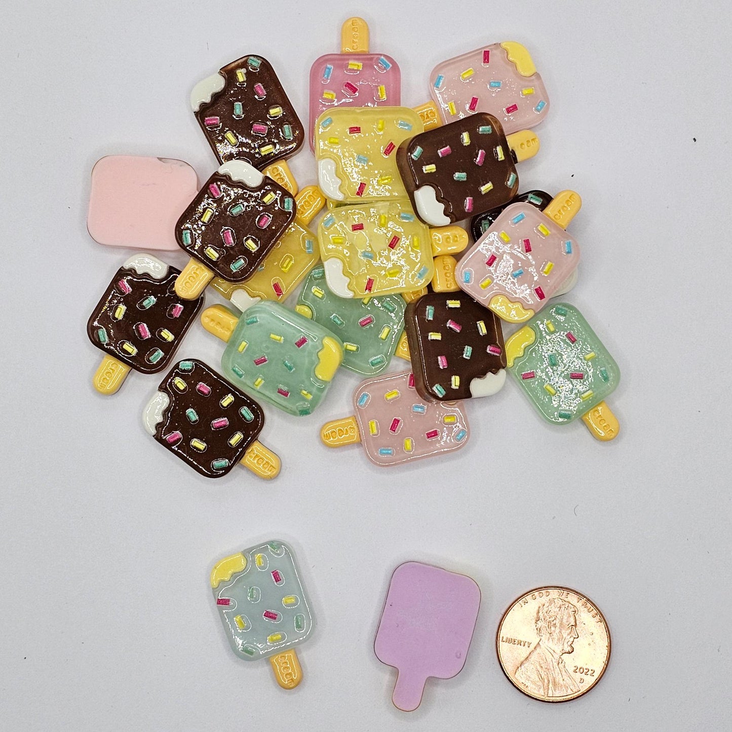 8/15/30 pcs Translucent Sprinkle Popsicle Flat Back Resin Cabochons, Kawaii Cabochon #CAB191