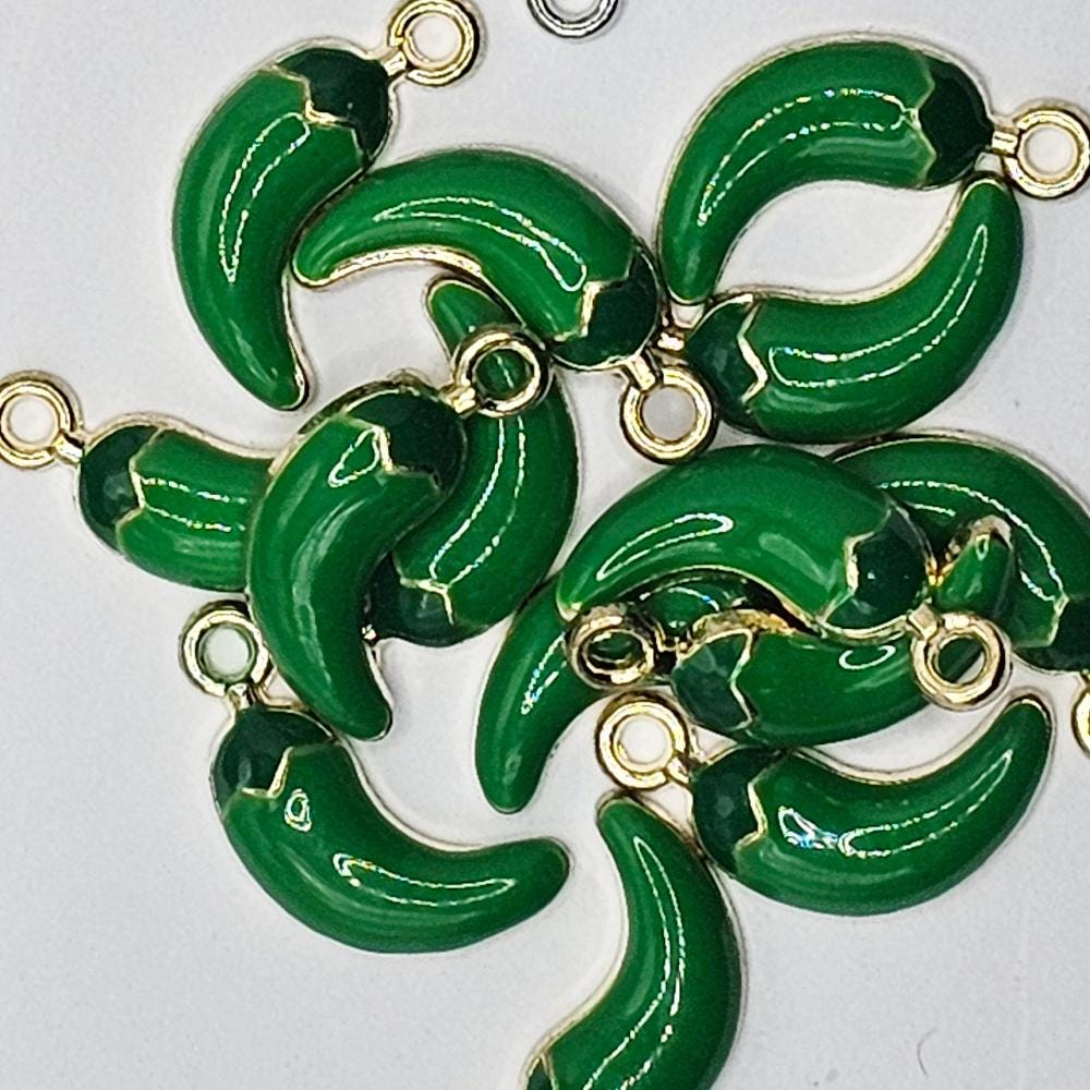 10/30 Pcs Enamel Chili Peppers Silver Gold Tone Charm, Charms #CM112