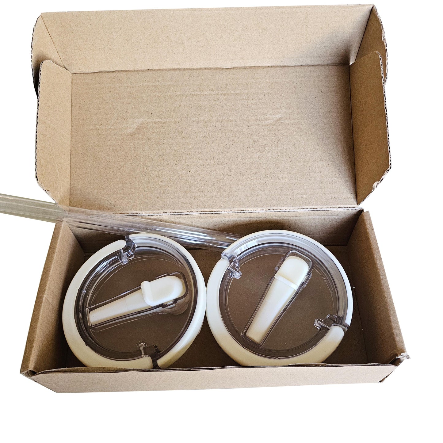 2 Pcs Lid Replacement Leak Proof Spill Proof 40 OZ Tumbler Flip Straw/Handle Compatible Stanley Cup Accessories Black Creamy White