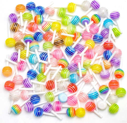 20/50 Pcs Mini Lollipop Dollhouse Miniatures Food Cabochon, Tiny Lollipop Candy Cabochons #CAB192