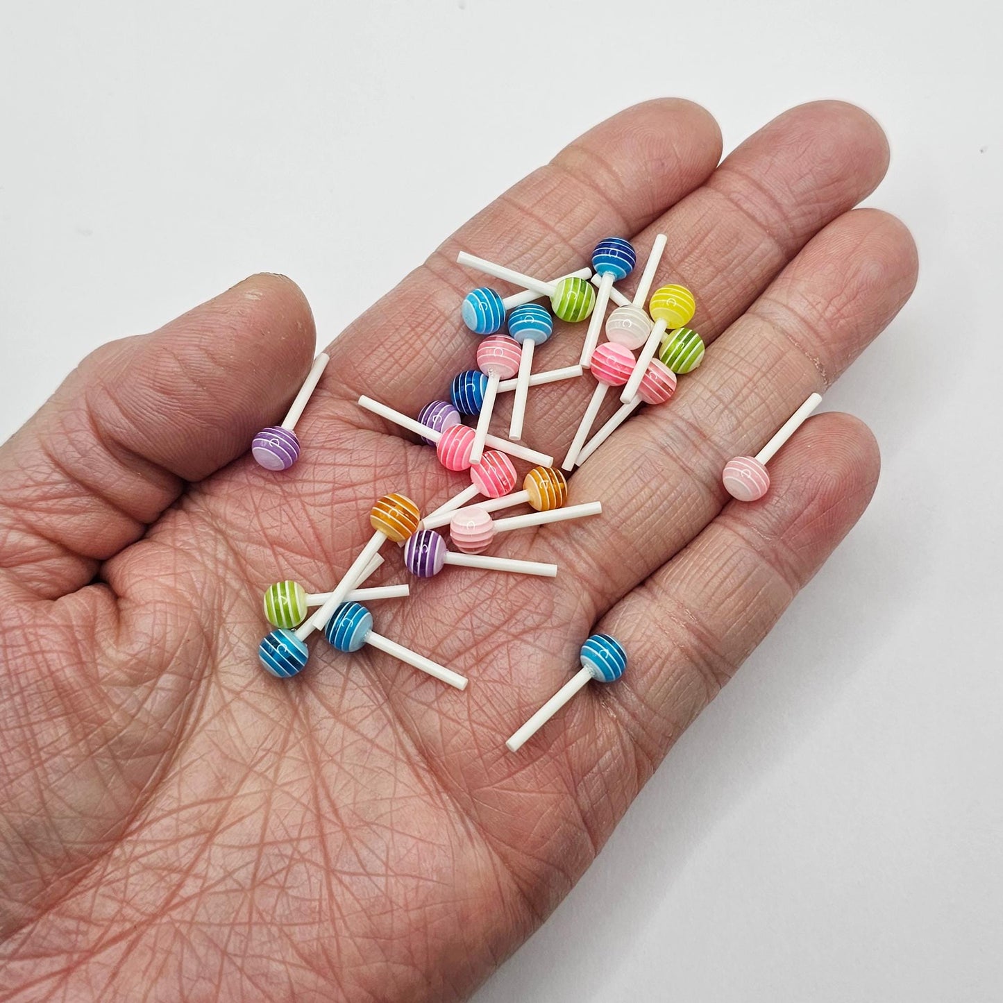 20/50 Pcs Mini Lollipop Dollhouse Miniatures Food Cabochon, Tiny Lollipop Candy Cabochons #CAB192