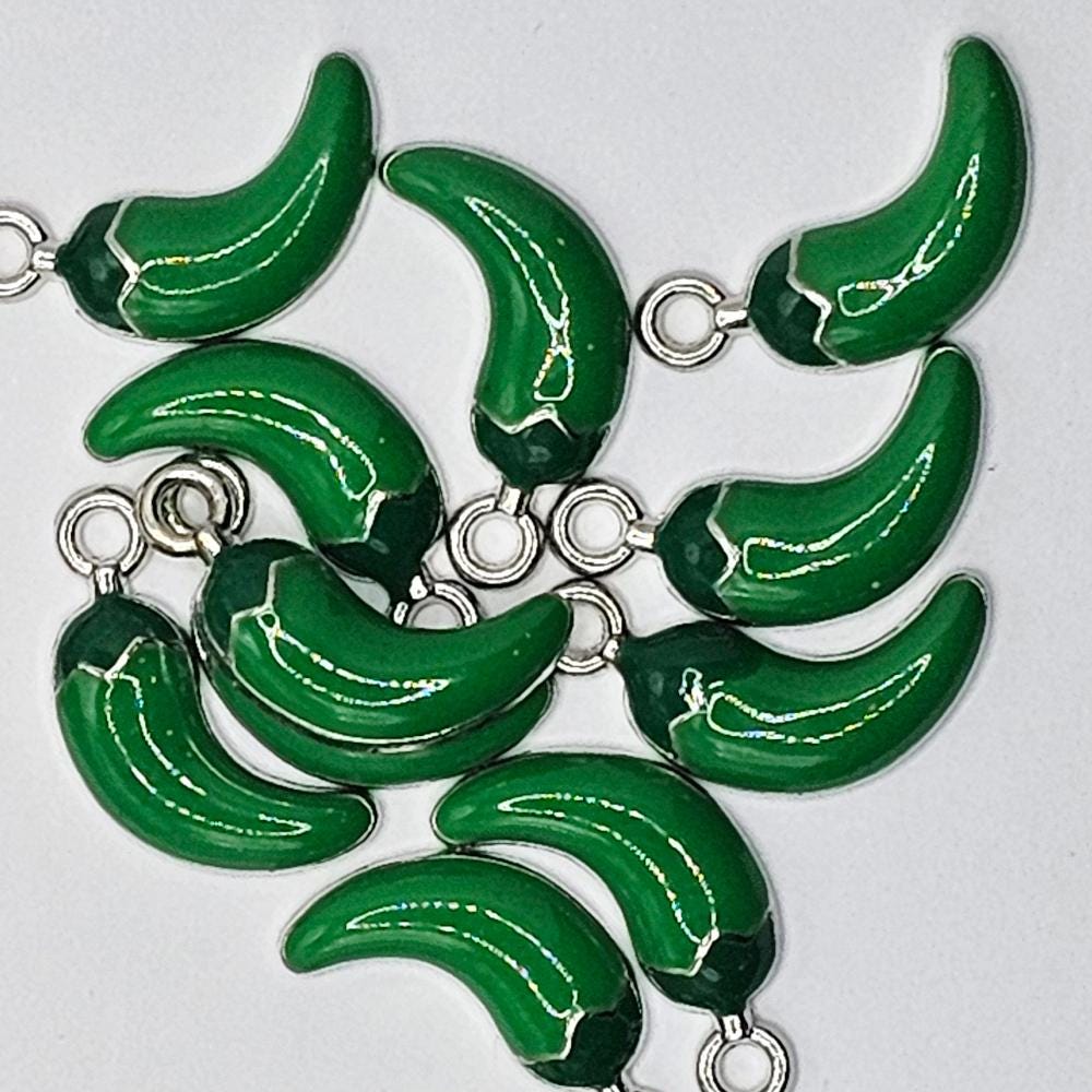 10/30 Pcs Enamel Chili Peppers Silver Gold Tone Charm, Charms #CM112