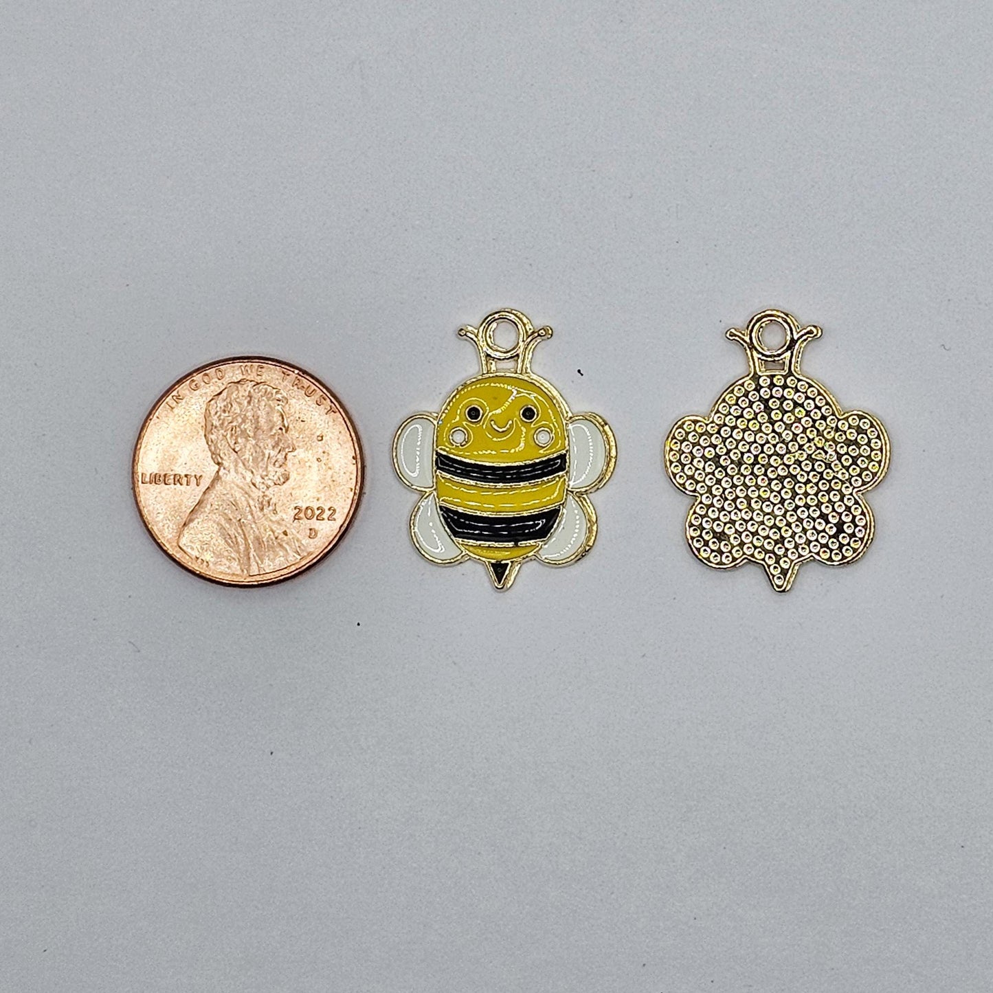 6/15/30 Pcs Honey Bee Bumblebee Enameled Charms Silver Tone Gold Tone #CM114