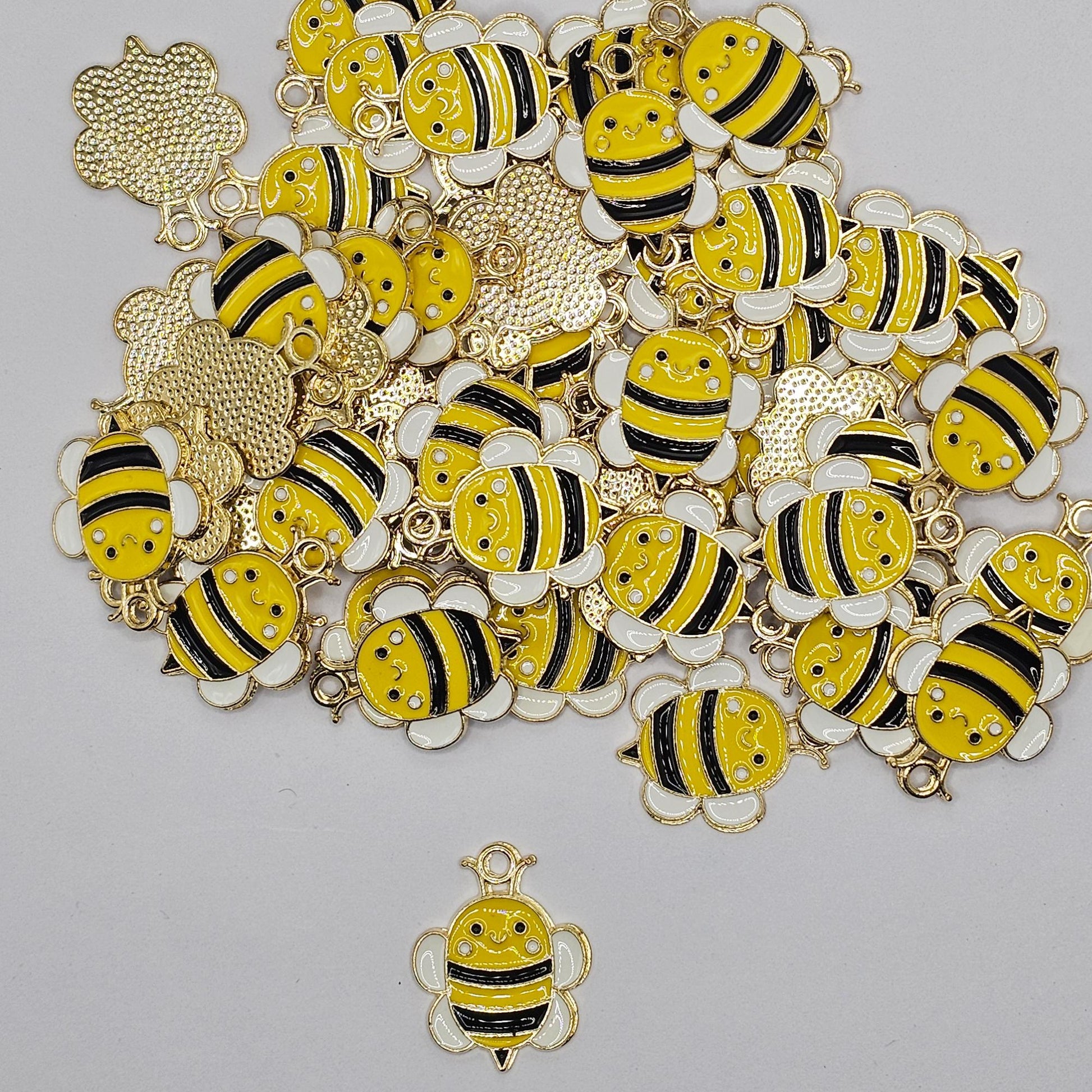 6/15/30 Pcs Honey Bee Bumblebee Enameled Charms Silver Tone Gold Tone #CM114