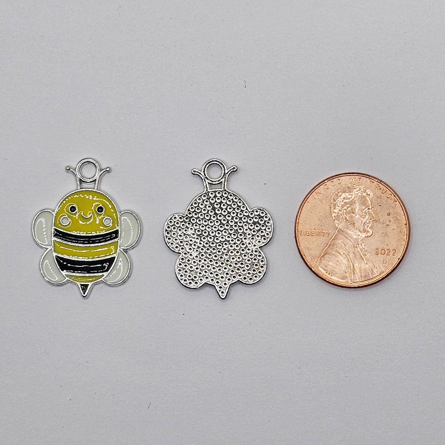 6/15/30 Pcs Honey Bee Bumblebee Enameled Charms Silver Tone Gold Tone #CM114