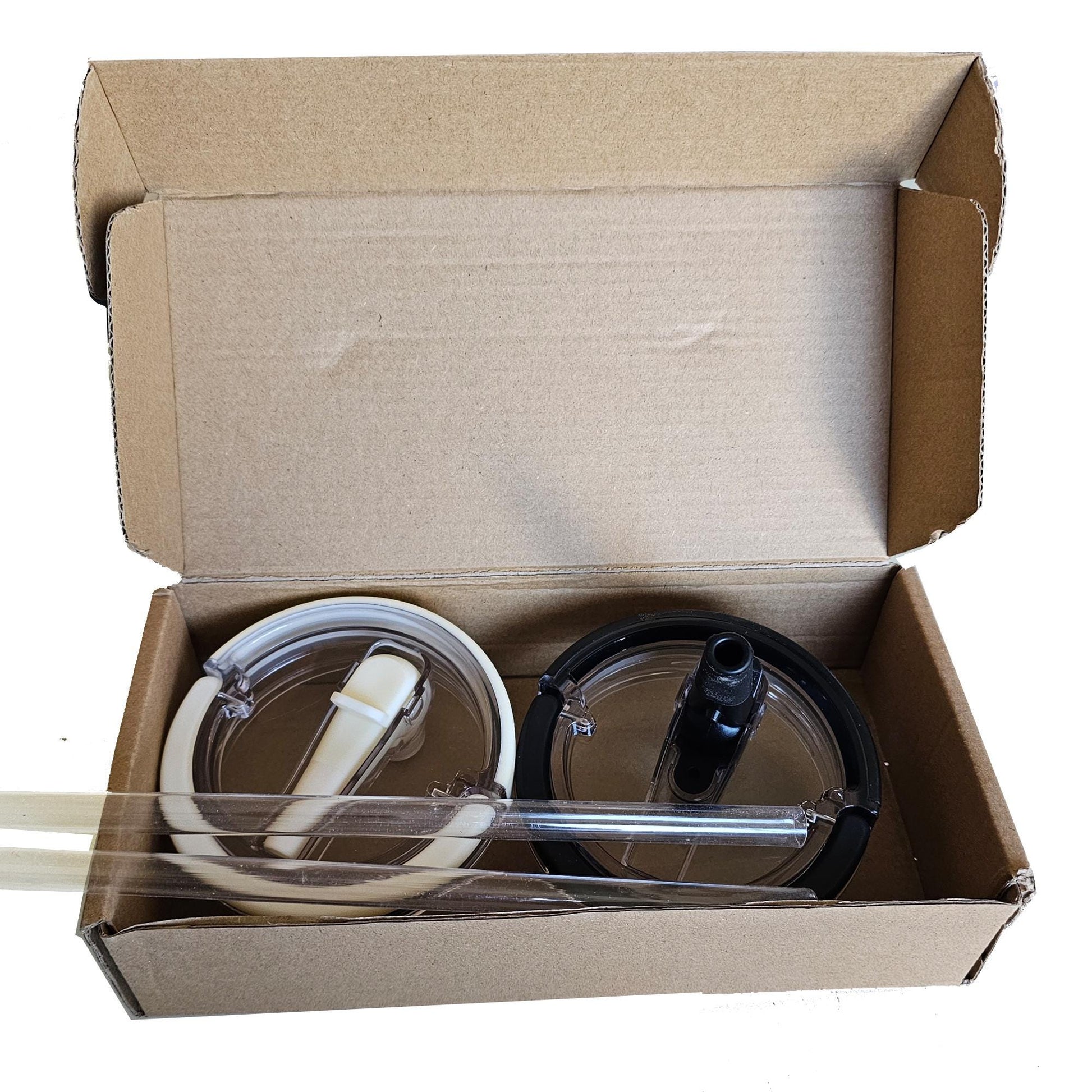 2 Pcs Lid Replacement Leak Proof Spill Proof 40 OZ Tumbler Flip Straw/Handle Compatible Stanley Cup Accessories Black Creamy White