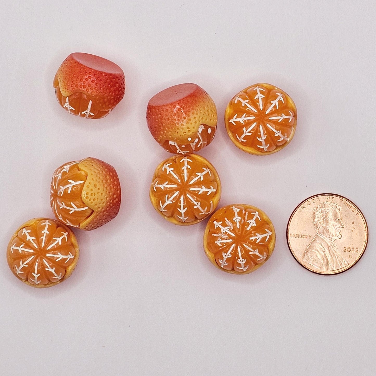 6/15/25 Pcs Round Peeled Orange Tangerine Cabochons Flat Bottomed Fruits Cabochon, #CAB197