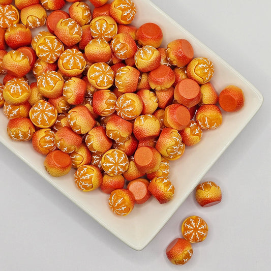 6/15/25 Pcs Round Peeled Orange Tangerine Cabochons Flat Bottomed Fruits Cabochon, #CAB197