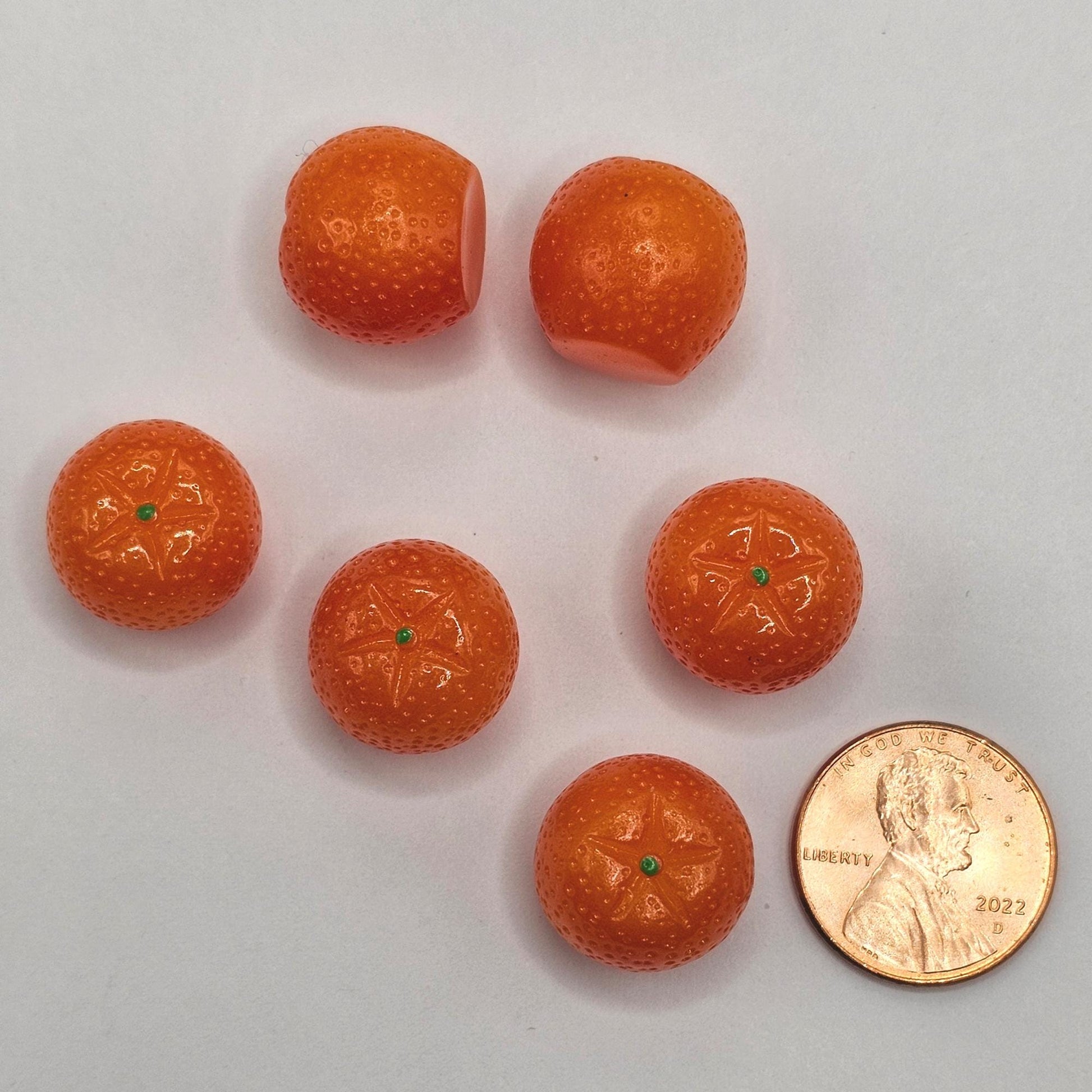 6/15/25 Pcs Round Orange Tangerine Cabochons Flat Bottomed Fruits Cabochon, #CAB196