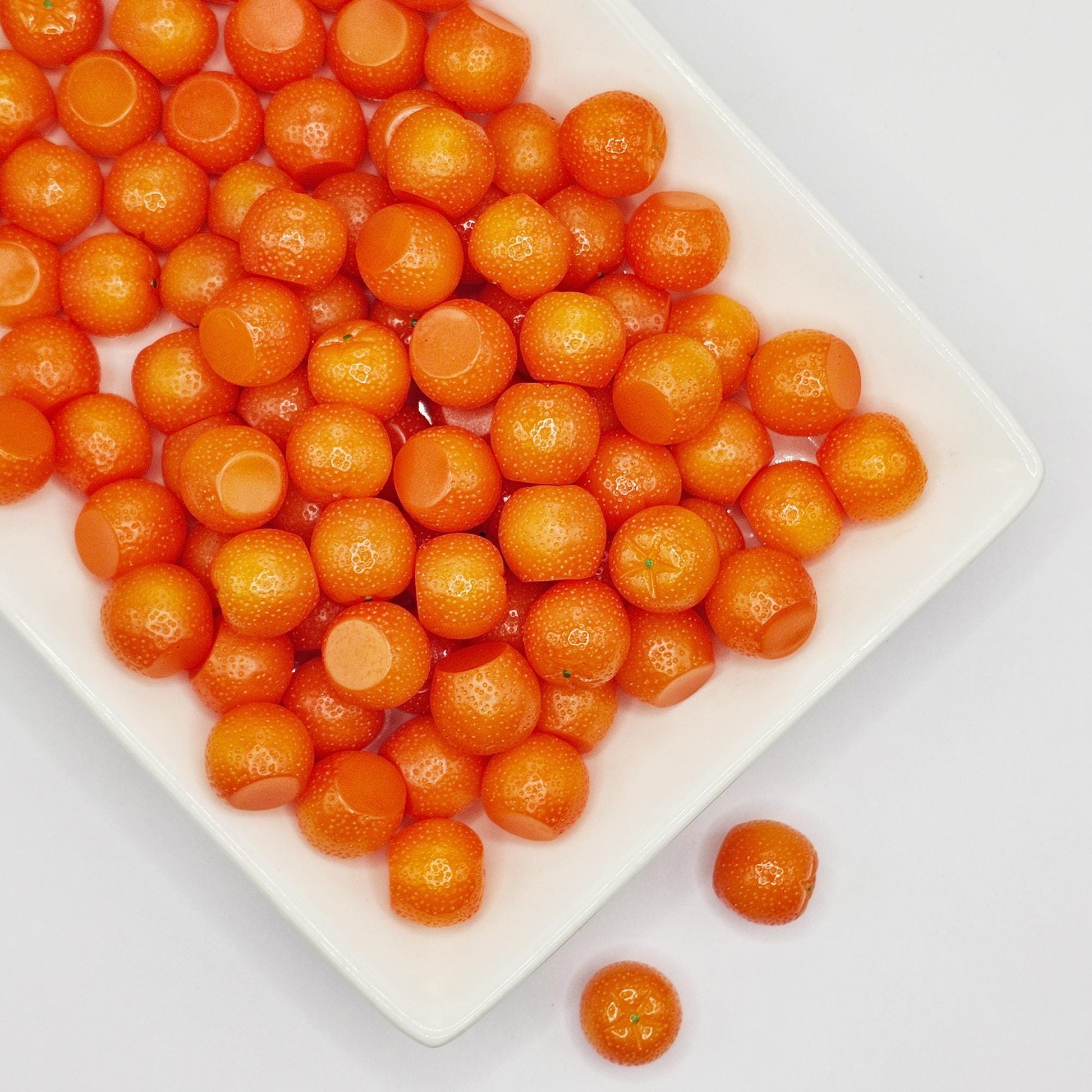 6/15/25 Pcs Round Orange Tangerine Cabochons Flat Bottomed Fruits Cabochon, #CAB196