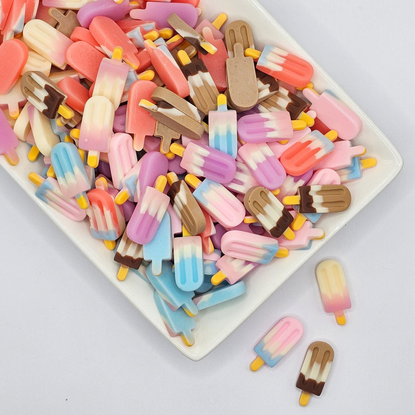 8/15/30 pcs Fruits Popsicle Flat Back Resin Cabochons, Kawaii Cabochon #CAB198