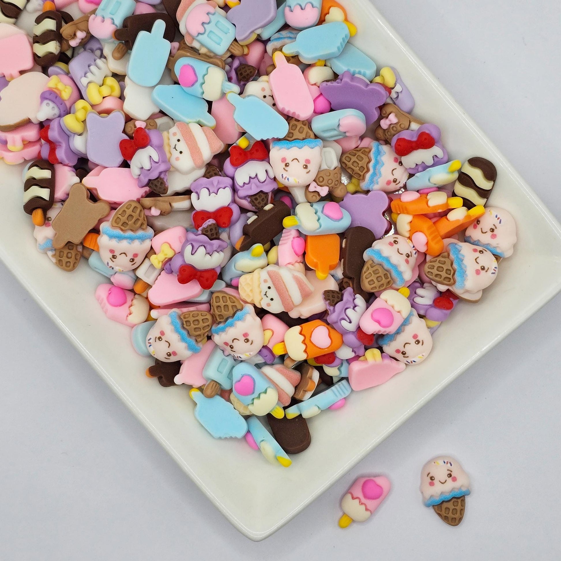 20/50 Pcs Cute Miniature Kawaii Decoden Ice Cream Popsicle Resin Flatback Cabochons #CAB216