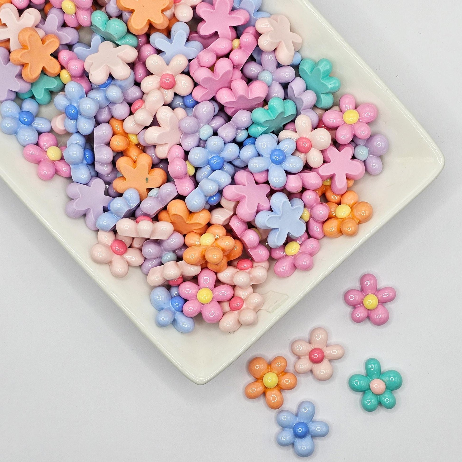 10/30/50 Pcs Candy Color Flower Resin Flatback Cabochons #CAB195
