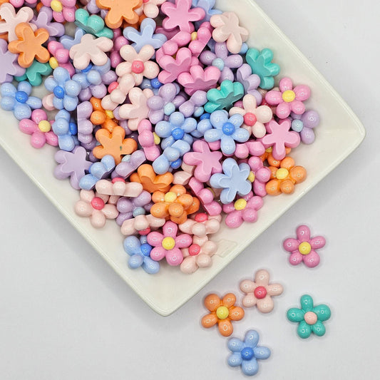 10/30/50 Pcs Candy Color Flower Resin Flatback Cabochons #CAB195