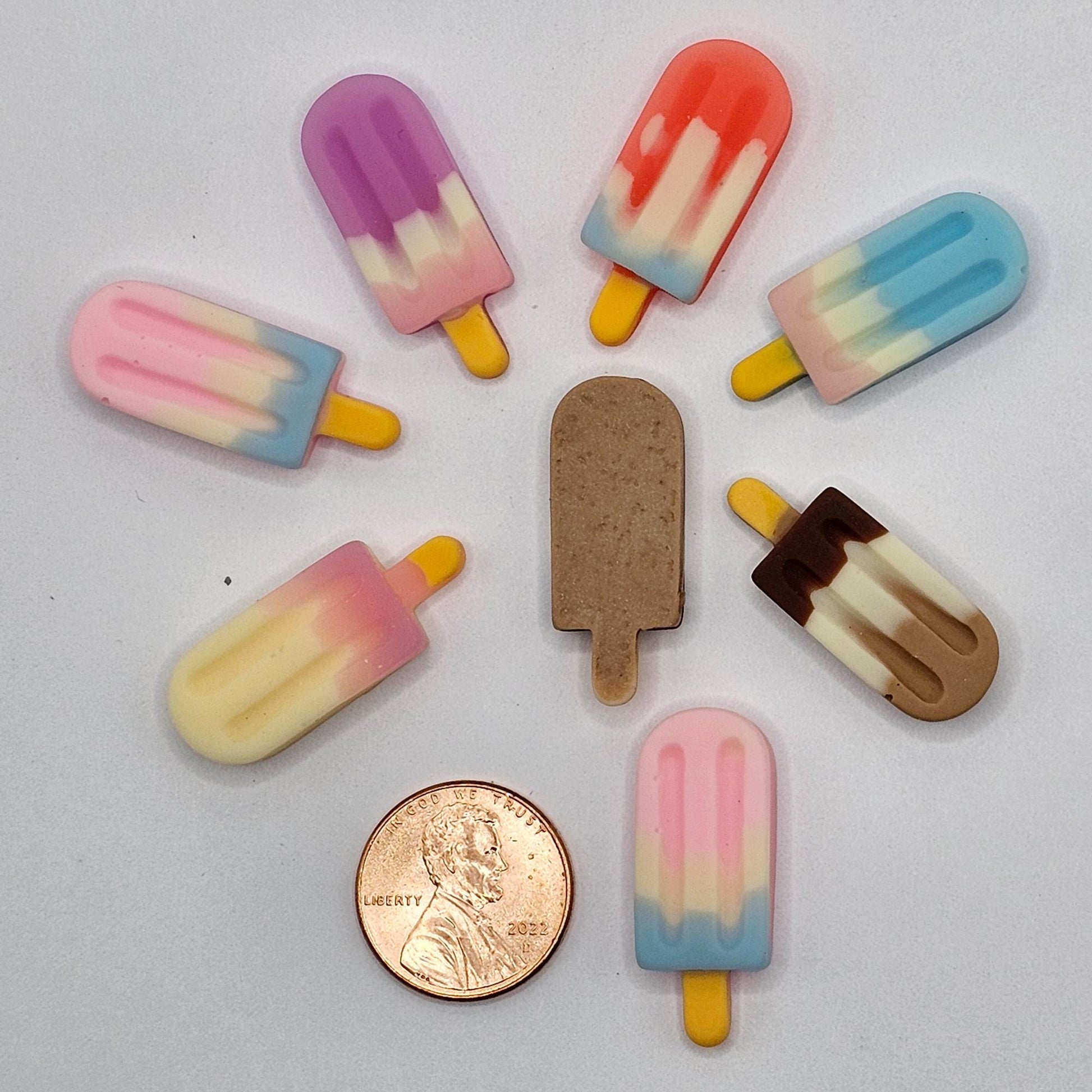 8/15/30 pcs Fruits Popsicle Flat Back Resin Cabochons, Kawaii Cabochon #CAB198