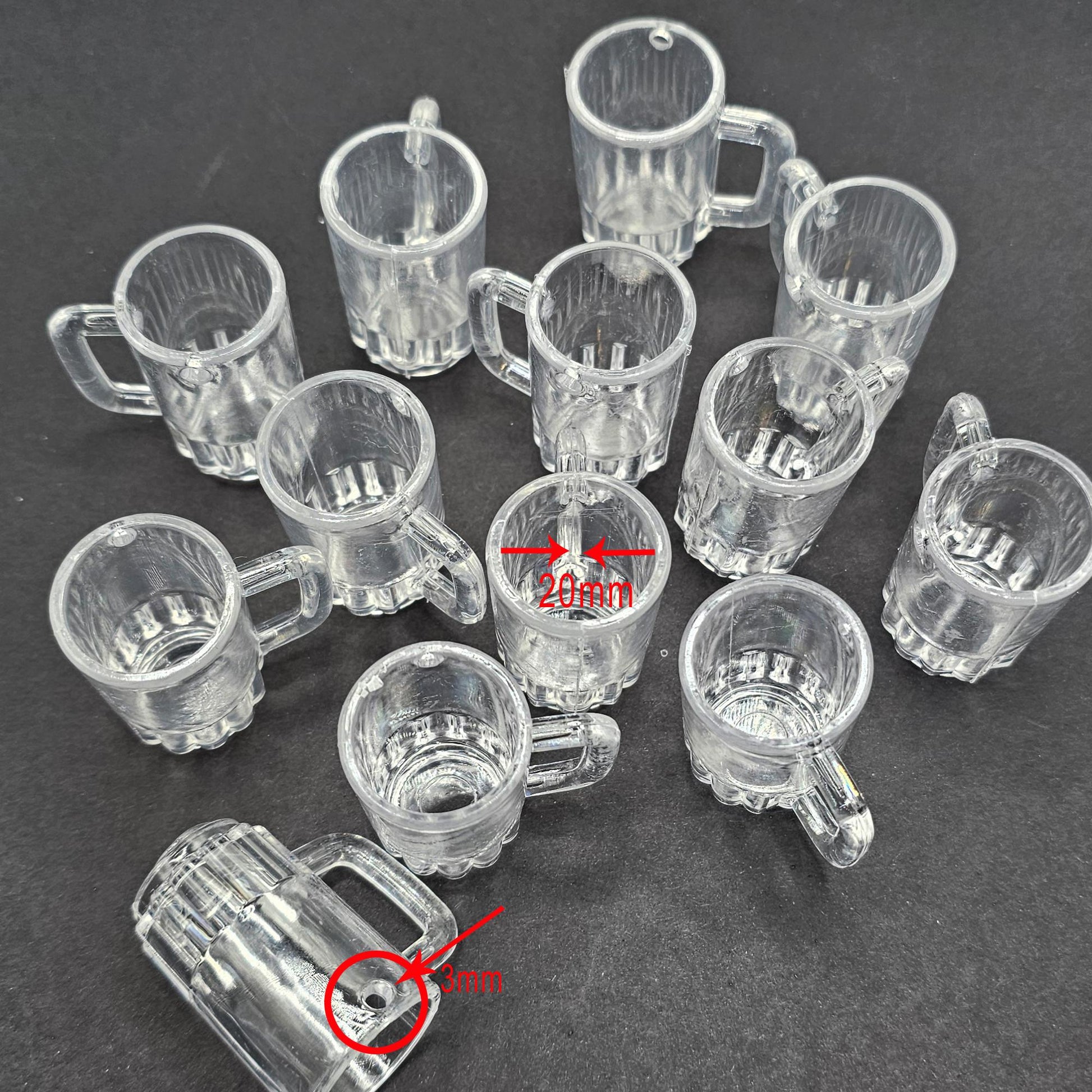 5/10/25 Pcs Miniature Plastic Beer Mug Cup Fake Dollhouse Mugs with Hole DIY Projects #CAB209