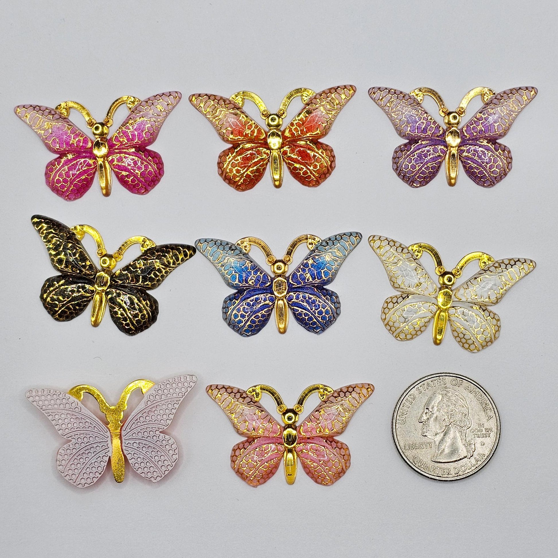 10/25 Pcs Translucent Butterfly Cabochon Decorations Butterflies Cabochons , Flatback Decals #CAB211
