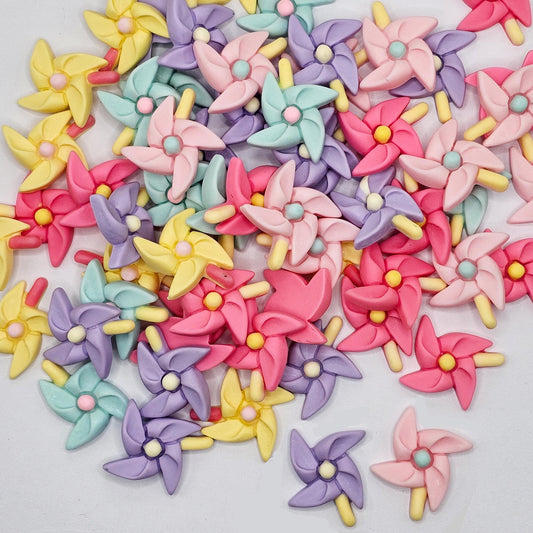 6/20 Pcs Windmill Pinwheel Cabochon, Wind Spinner Flatback Cabochons #CAB212