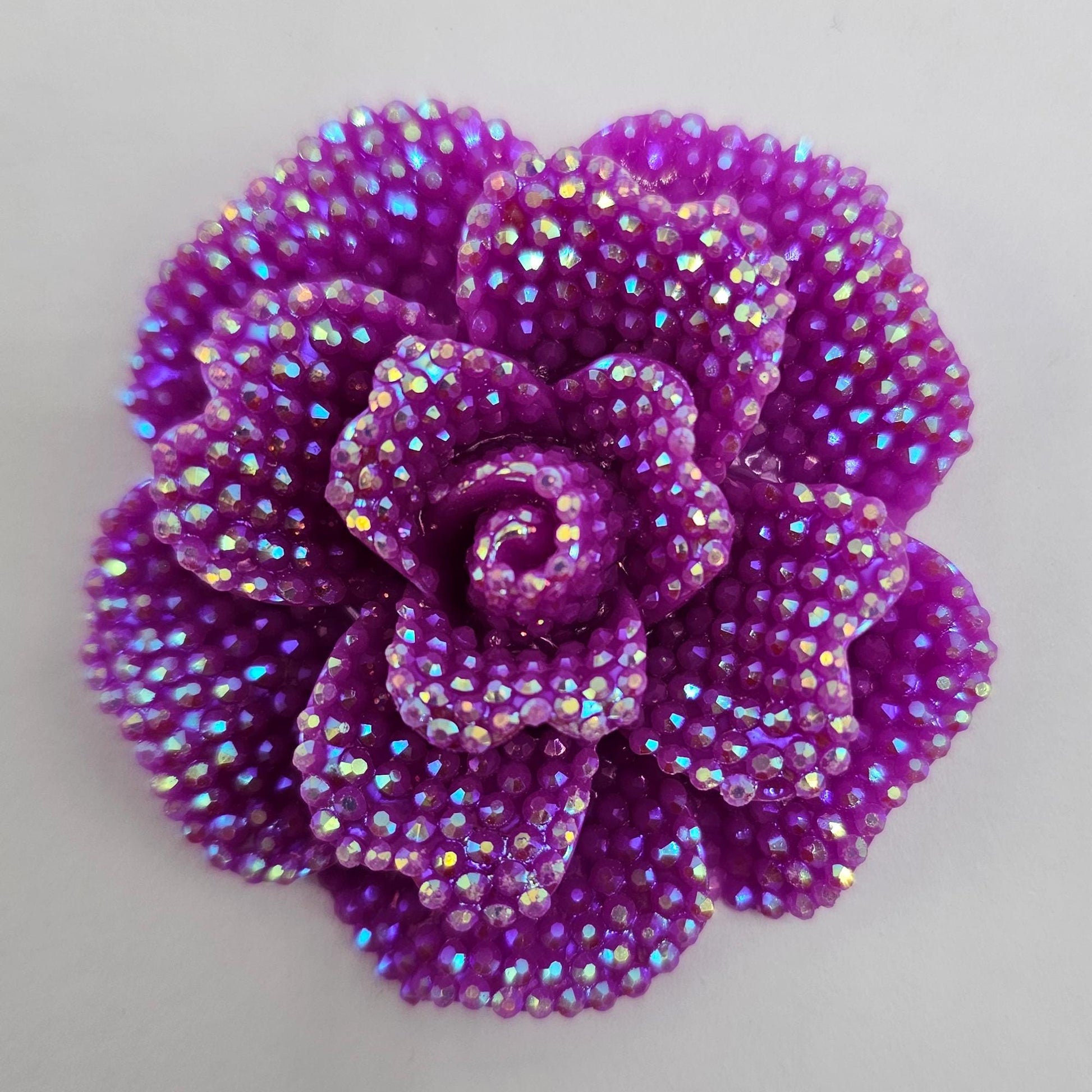 1/5/10 Pcs Large Faux Rhinestone Rose Flower Cabochon Resin Flatback Flower 40mm