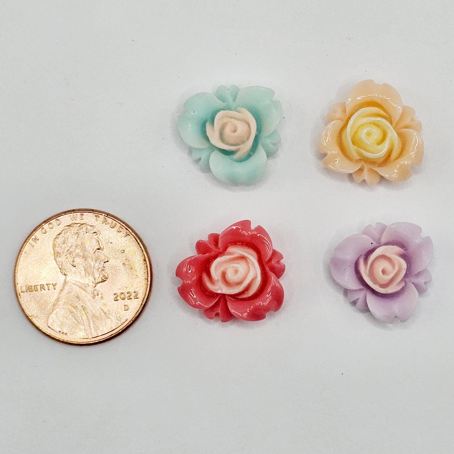 10/30 Pcs 2-Tone Color Flower Resin Flatback Cabochons #CAB217
