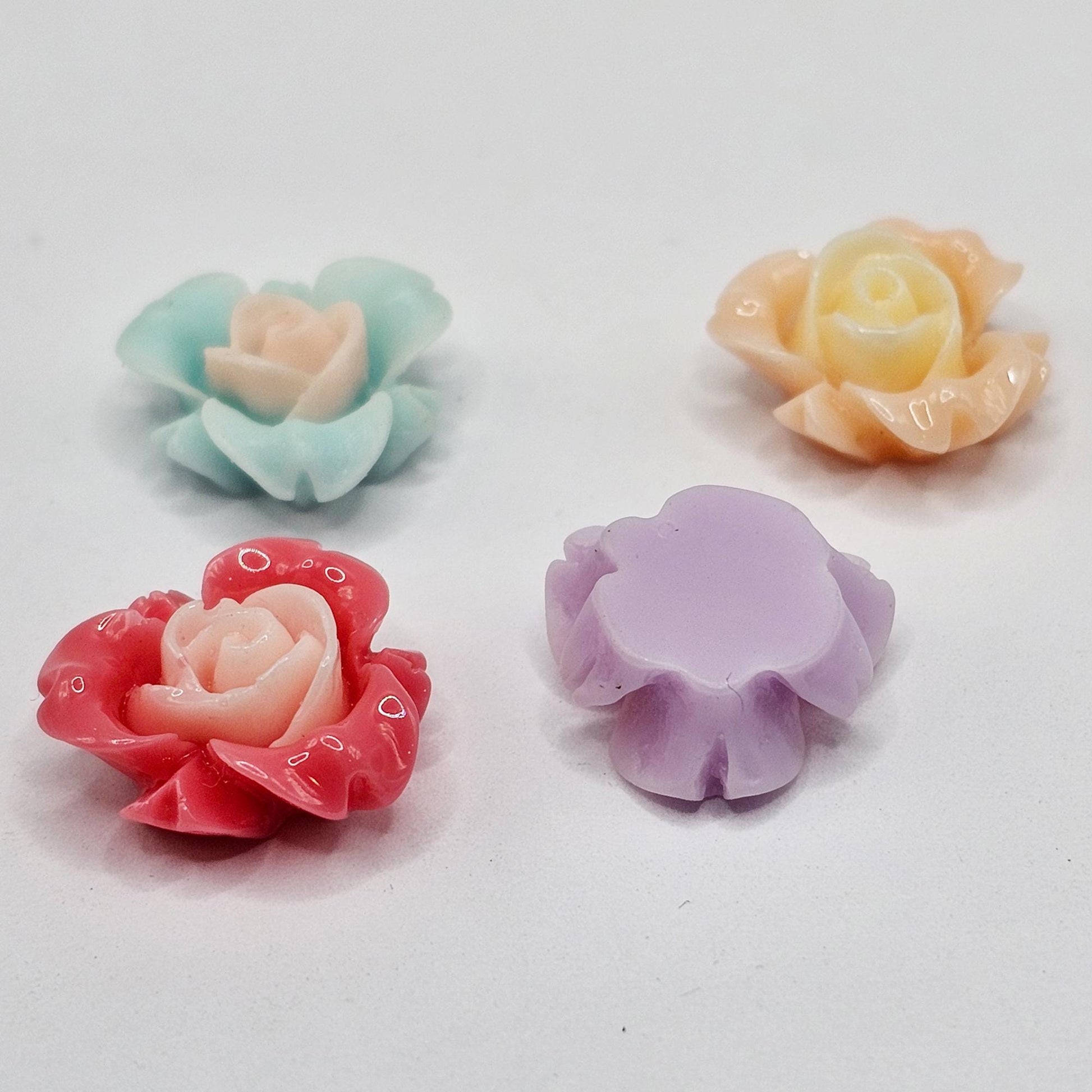 10/30 Pcs 2-Tone Color Flower Resin Flatback Cabochons #CAB217