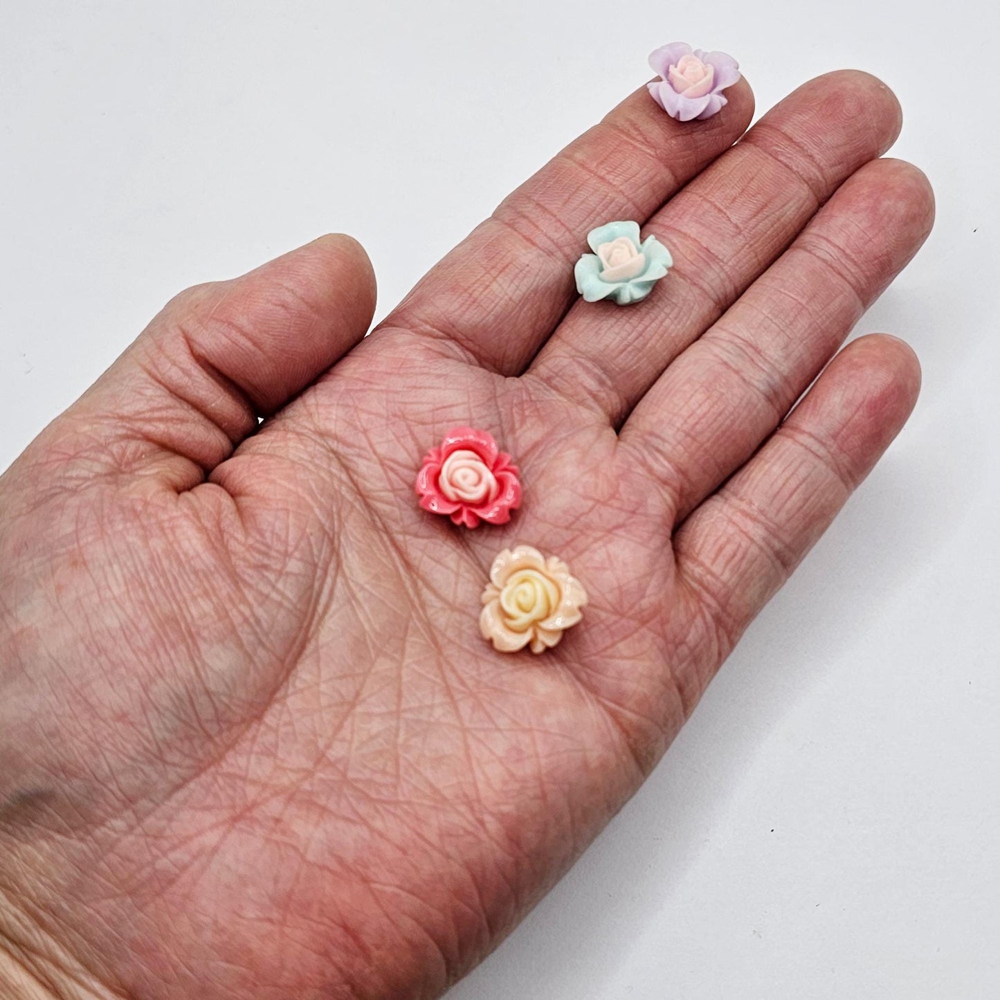 10/30 Pcs 2-Tone Color Flower Resin Flatback Cabochons #CAB217