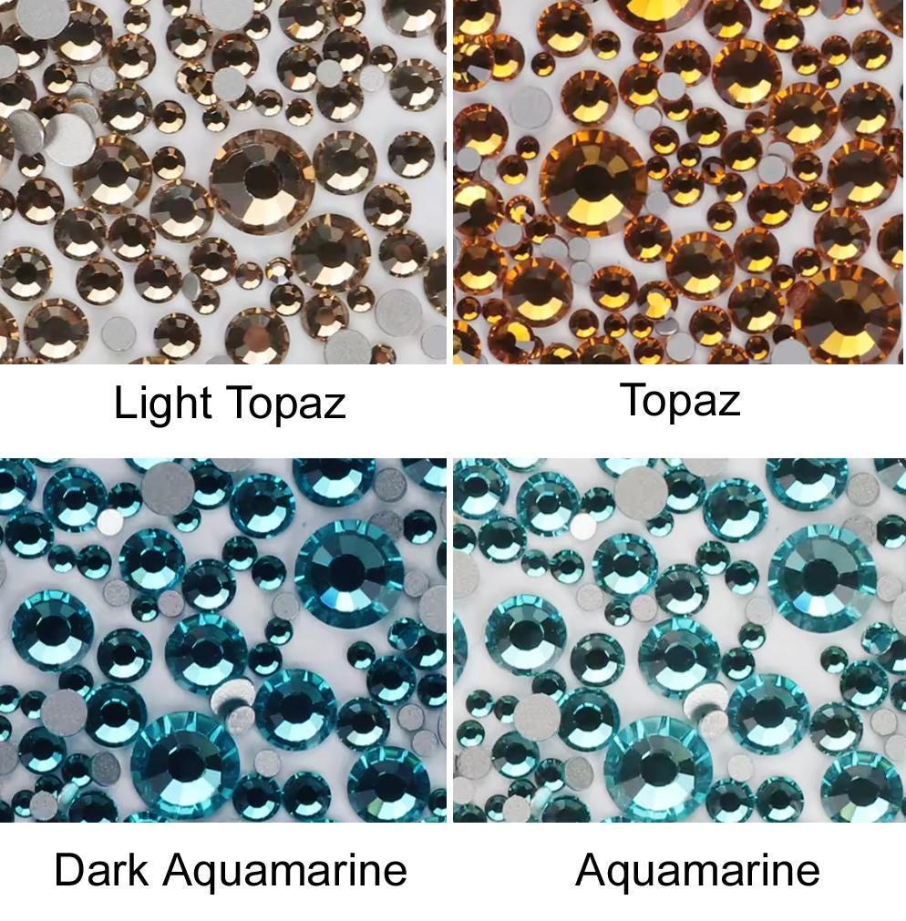 Non Hotfix Resin Flatback Rhinestones DIY Deco Bling Embellishments 1000pcs/2mm, 1000 Pcs/3mm, 1000Pcs/4mm, 800 Pcs/5mm, 500 Pcs/6mm