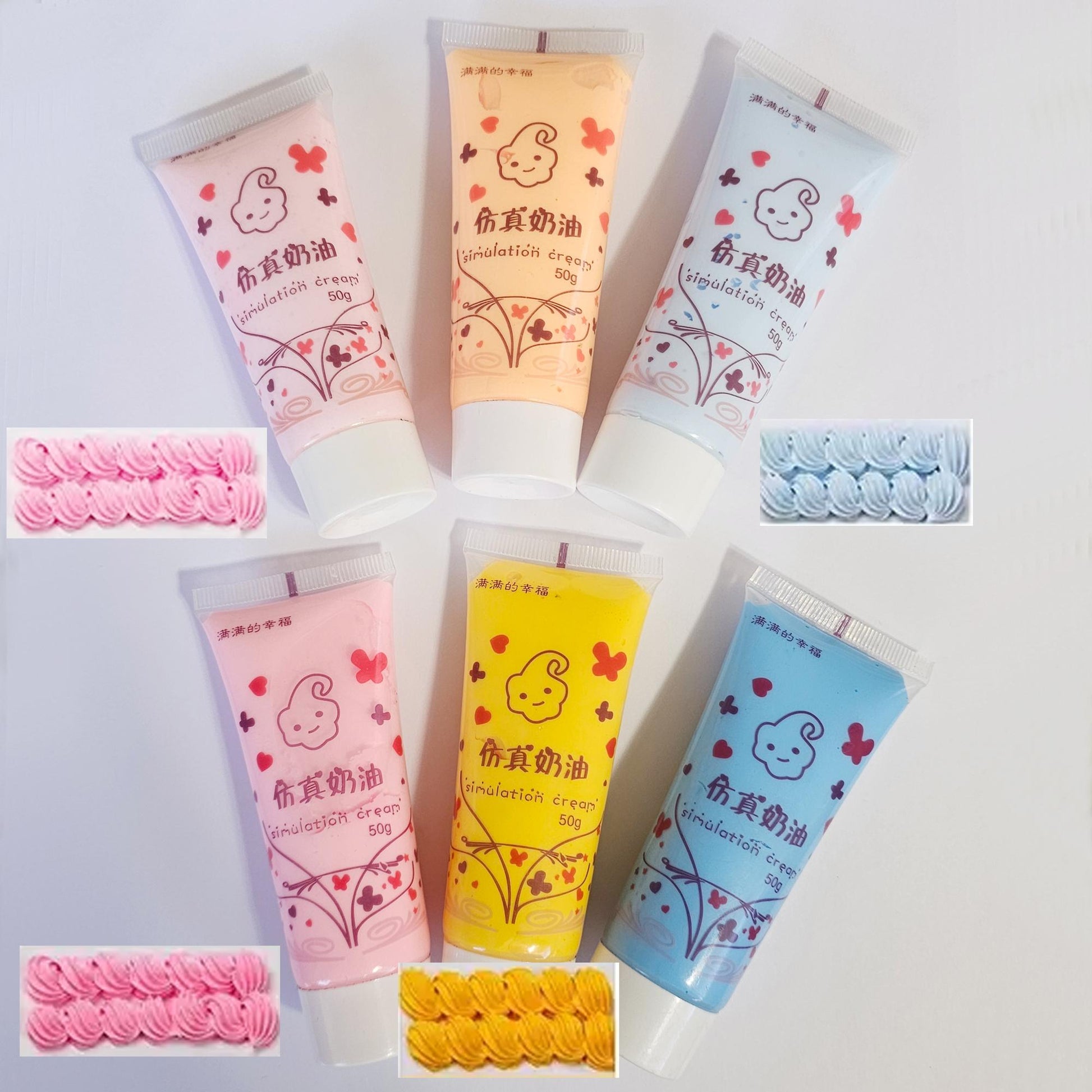 50g Fake Whipped Cream Decoden DIY Silicone Glue Whip Craft Decoration with 2 Frosting Tip