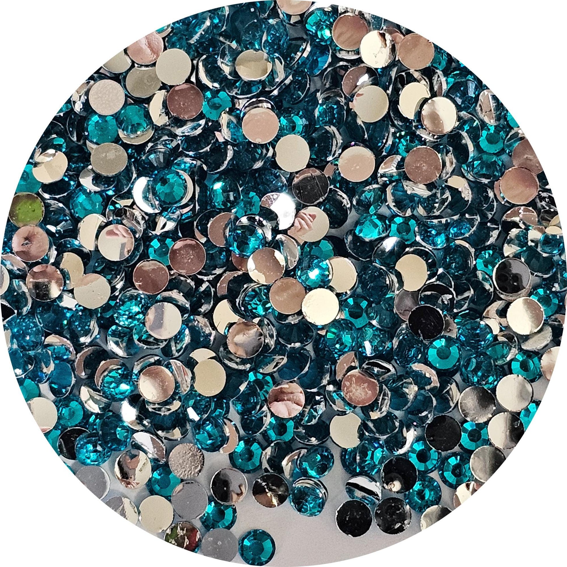 Bulk Flatback Resin Acrylic Rhinestones Non-Hotfix Dark Aquamarine 2mm 3mm 4mm 5mm 6mm