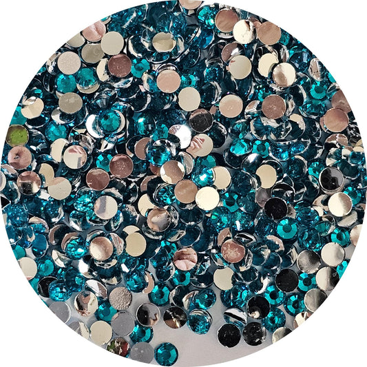 Bulk Flatback Resin Acrylic Rhinestones Non-Hotfix Dark Aquamarine 2mm 3mm 4mm 5mm 6mm
