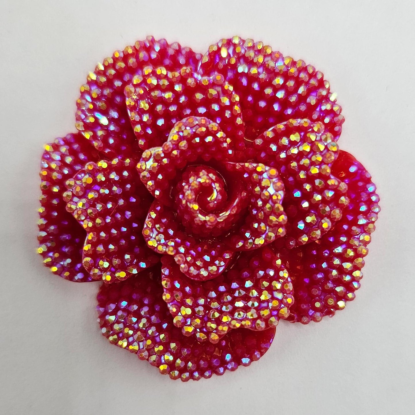 1/5/10 Pcs Large Faux Rhinestone Rose Flower Cabochon Resin Flatback Flower 40mm