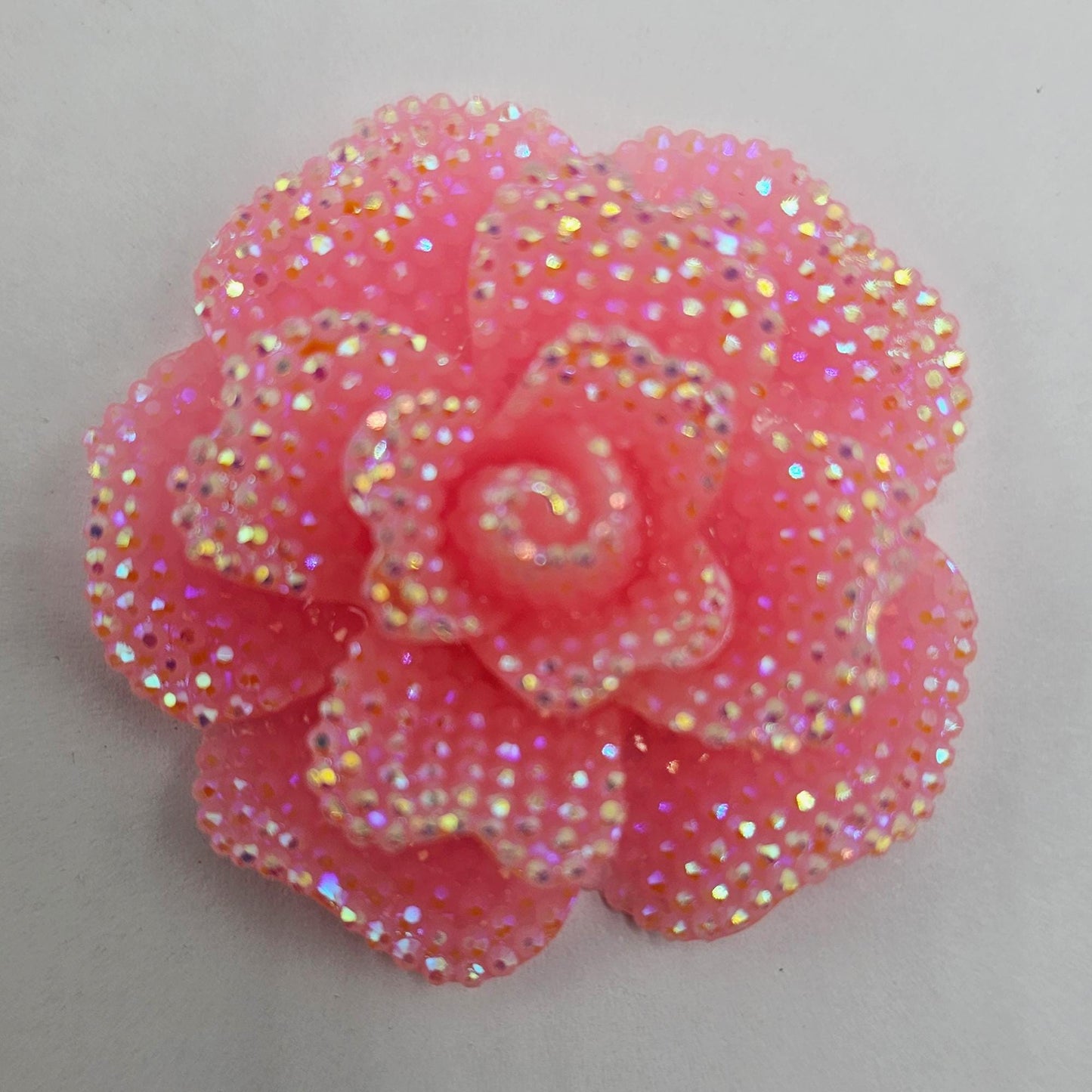 1/5/10 Pcs Large Faux Rhinestone Rose Flower Cabochon Resin Flatback Flower 40mm