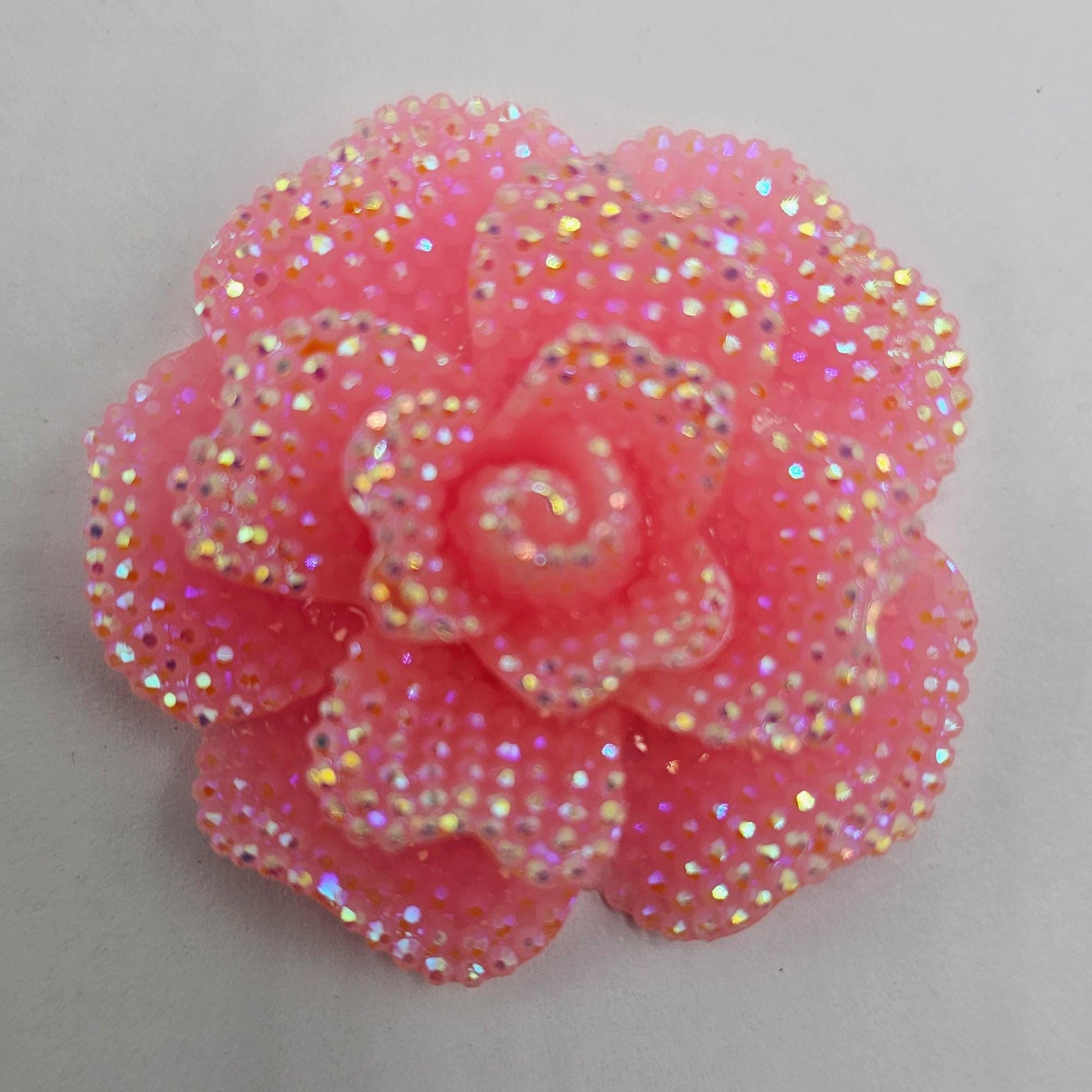 1/5/10 Pcs Large Faux Rhinestone Rose Flower Cabochon Resin Flatback Flower 40mm
