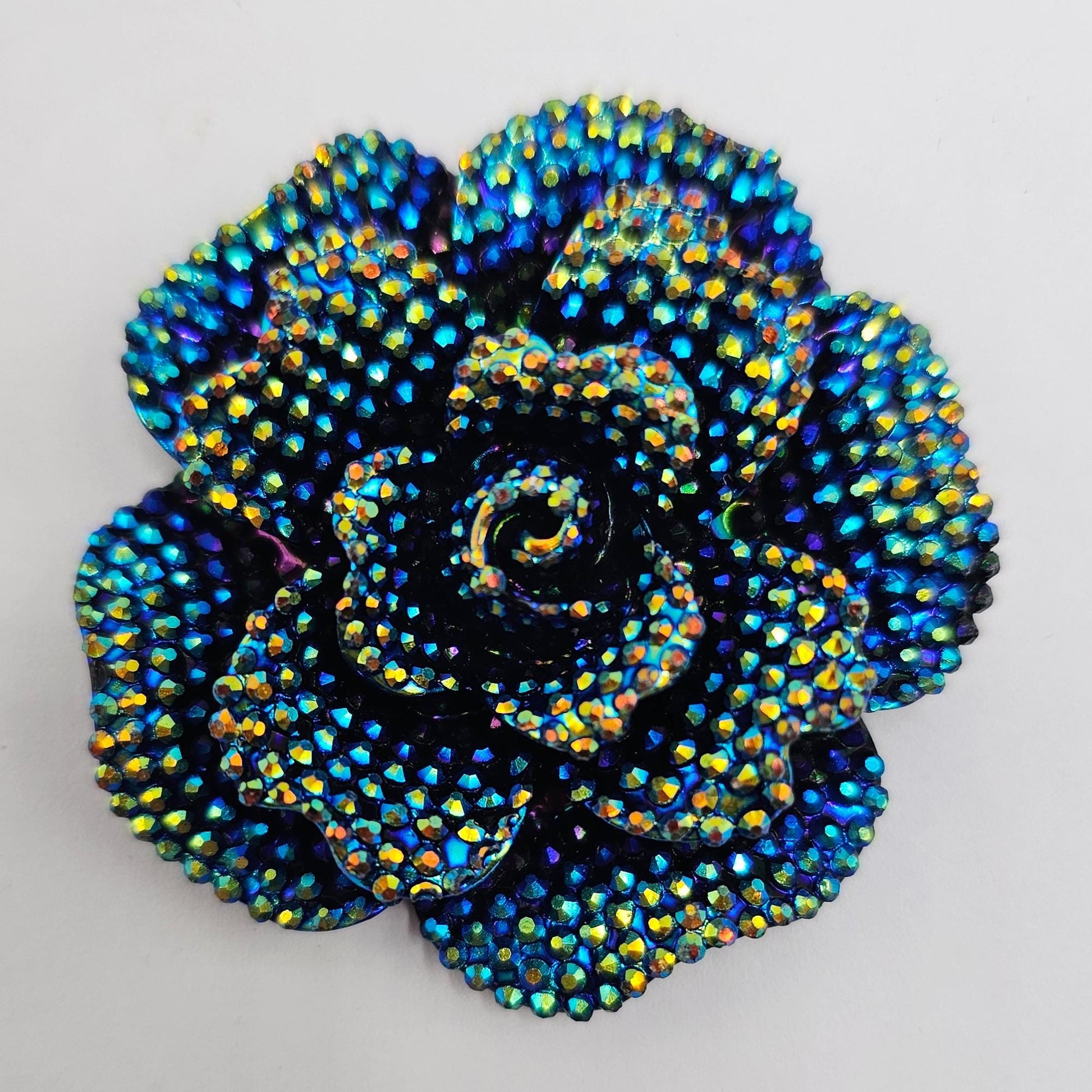 1/5/10 Pcs Large Faux Rhinestone Rose Flower Cabochon Resin Flatback Flower 40mm