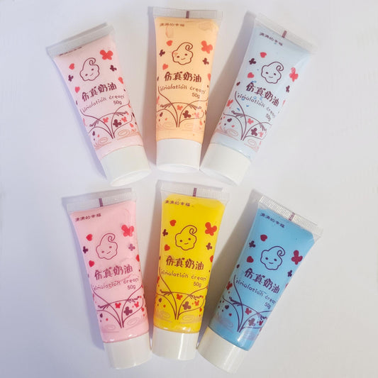 50g Fake Whipped Cream Decoden DIY Silicone Glue Whip Craft Decoration with 2 Frosting Tip