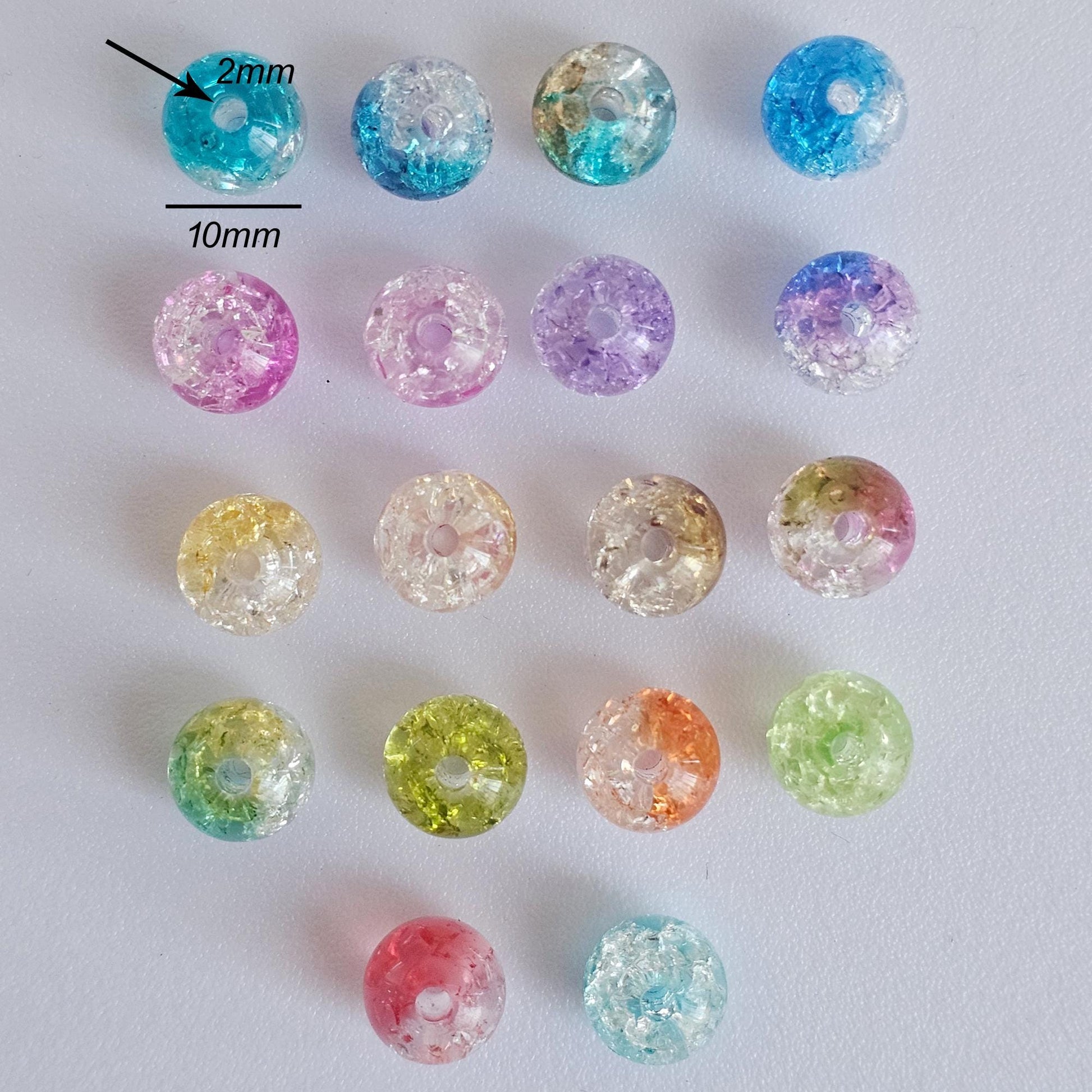 30 Pcs Acrylic Beads Multi-Color Polished Crackled Beads Loose Beads Crystal Beads 10mm x 2mm