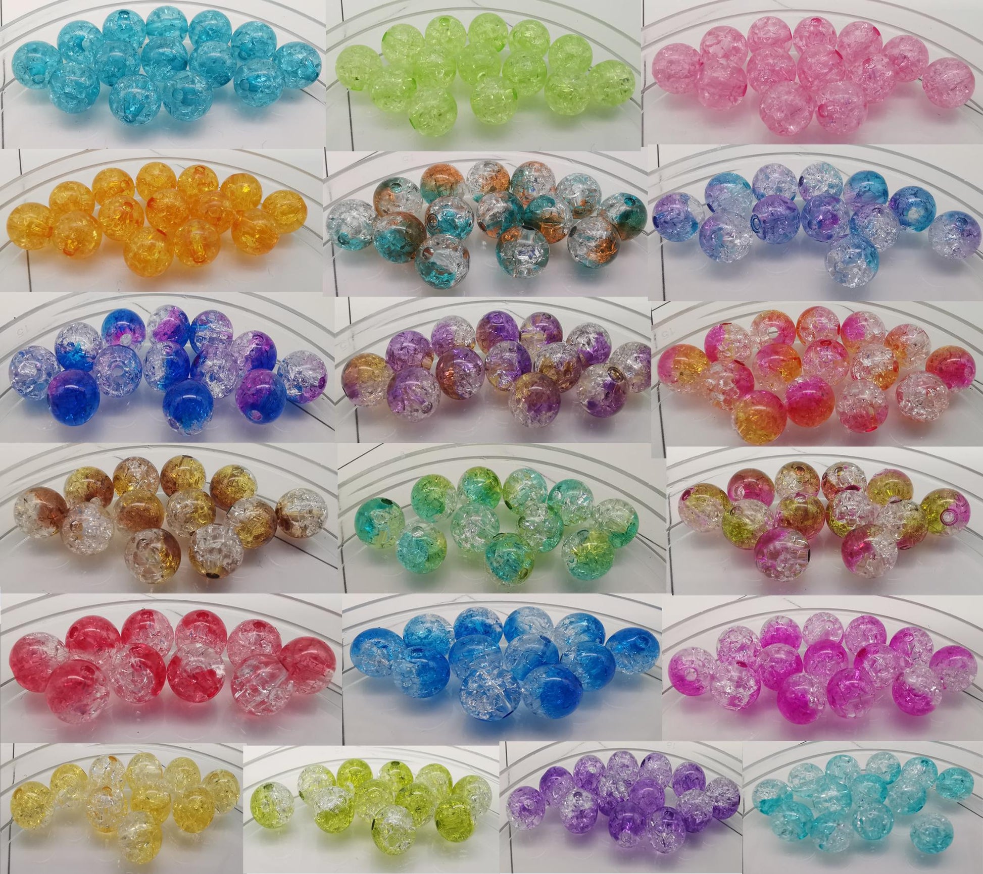 30 Pcs Acrylic Beads Multi-Color Polished Crackled Beads Loose Beads Crystal Beads 10mm x 2mm