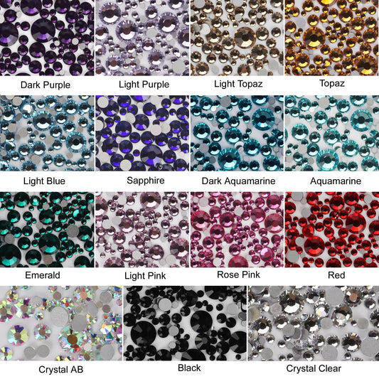 Non Hotfix Resin Flatback Rhinestones DIY Deco Bling Embellishments 1000pcs/2mm, 1000 Pcs/3mm, 1000Pcs/4mm, 800 Pcs/5mm, 500 Pcs/6mm