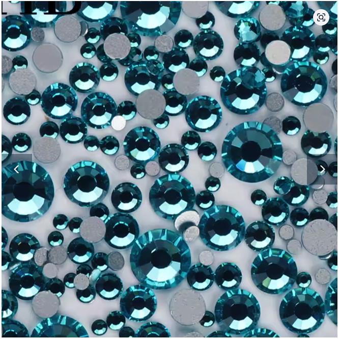 Bulk Flatback Resin Acrylic Rhinestones Non-Hotfix Dark Aquamarine 2mm 3mm 4mm 5mm 6mm