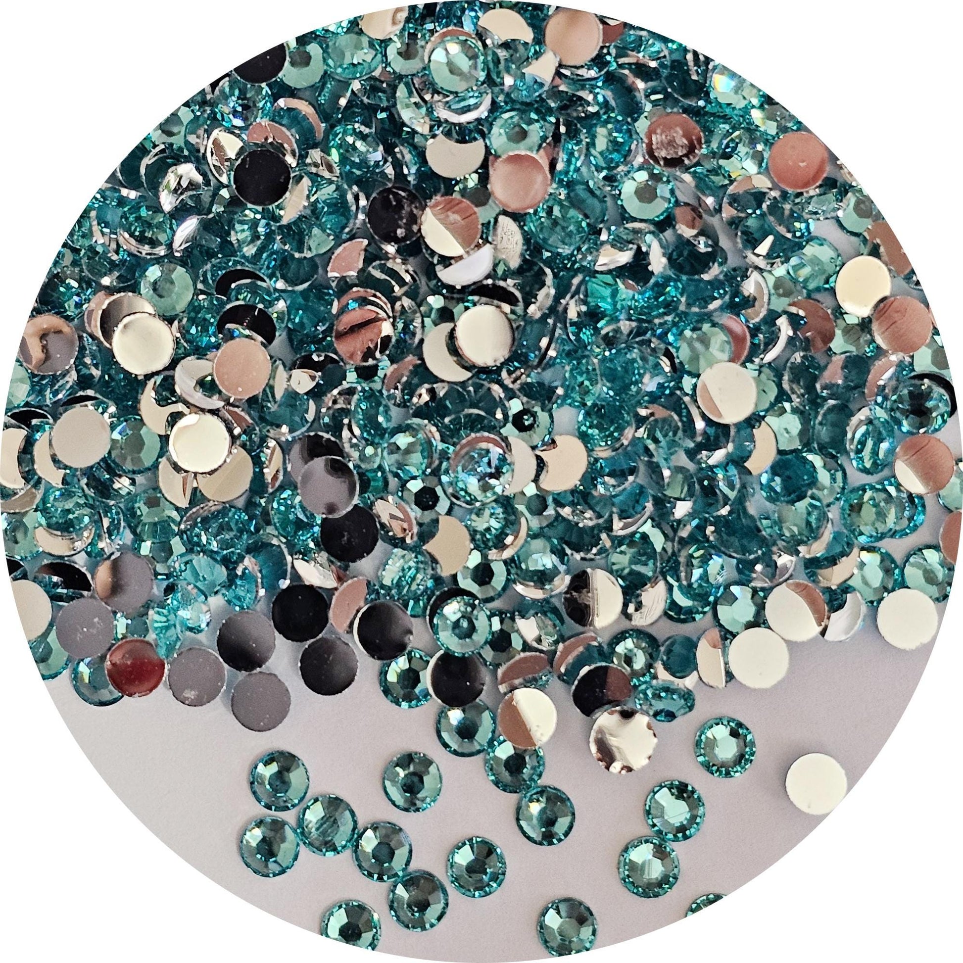 Bulk Flatback Resin Acrylic Rhinestones Non-Hotfix Aquamarine 2mm 3mm 4mm 5mm 6mm