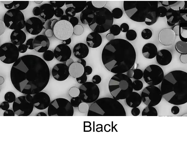 Bulk Flatback Resin Acrylic Rhinestones Non-Hotfix Black 2mm 3mm 4mm 5mm 6mm
