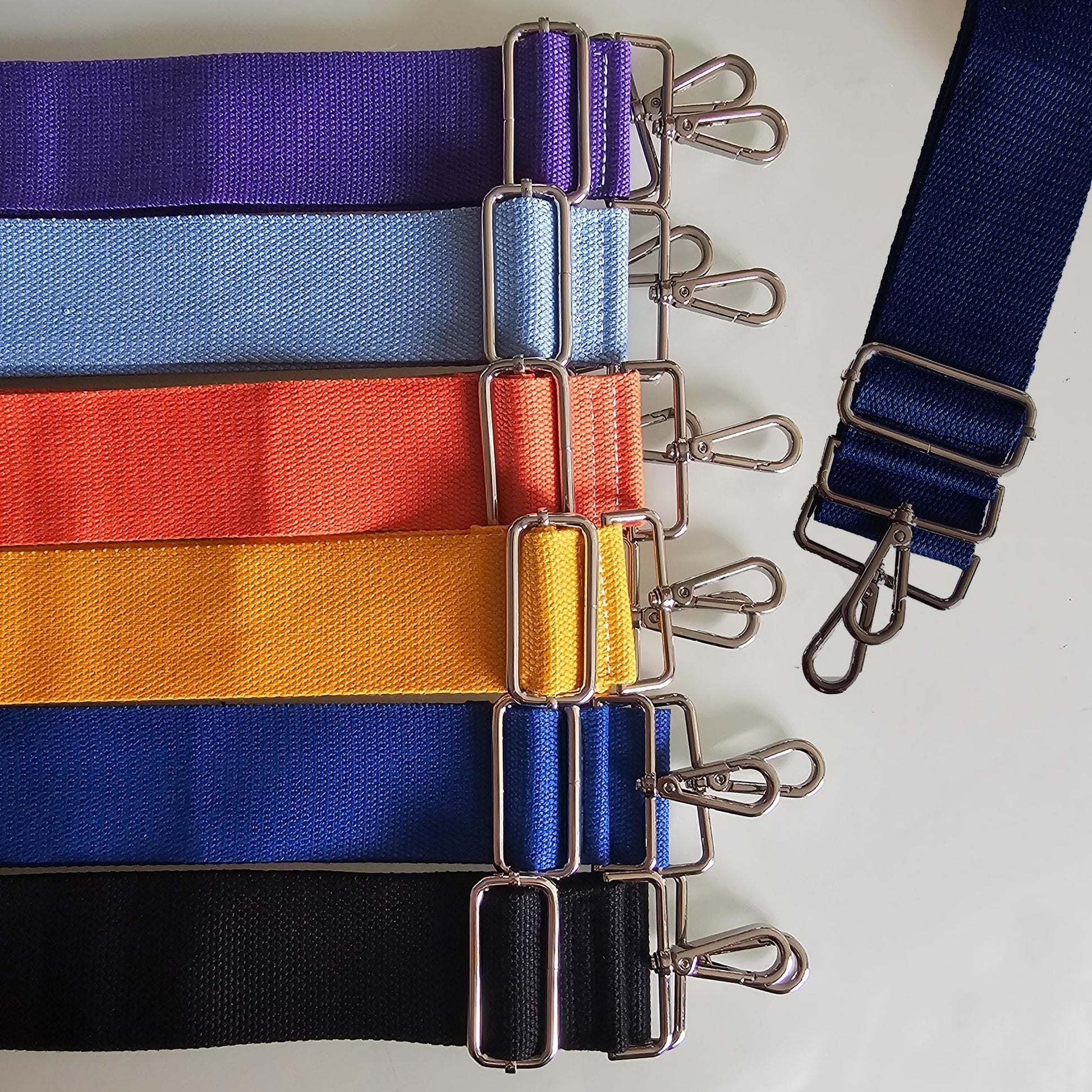 Adjustable Cotton Canvas Crossbody Bag Strap Handbag Purse Shoulder Strap with Stainless Steel Wire Cable Hardware Attachment