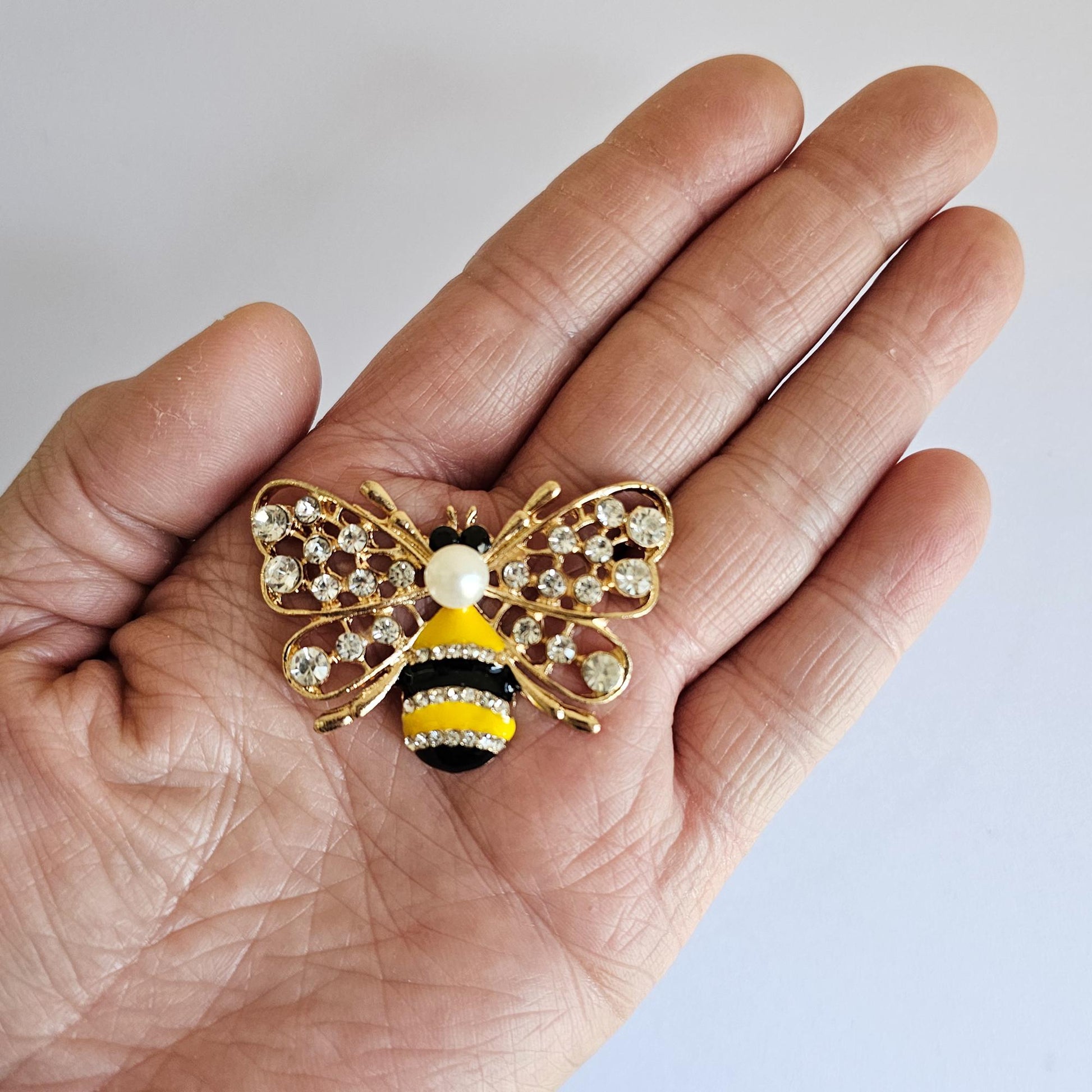 2 Pcs Rhinestone Bee Alloy Gold Bling Gorgeous Luxury Sparkling Bees Cabochon DIY 47mm X 30mm