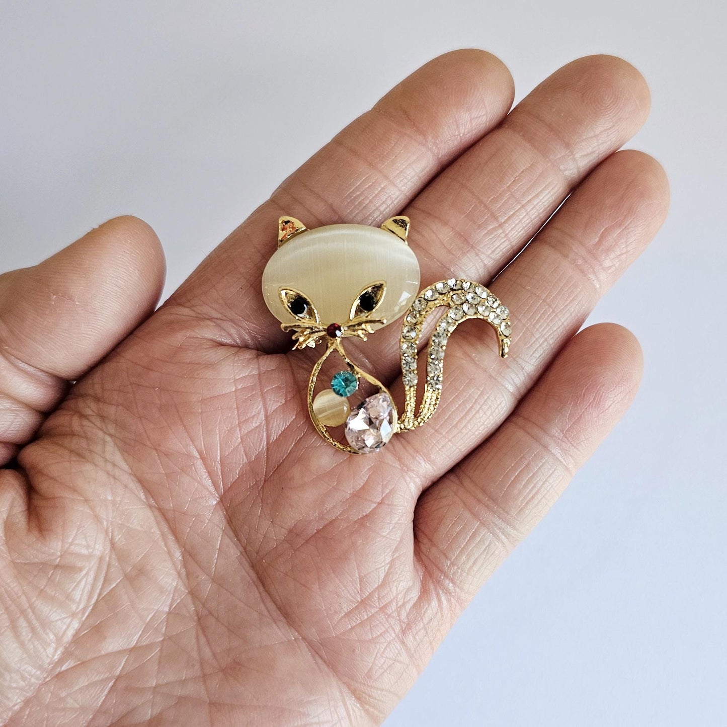 2 Pcs Rhinestone Cat Kitty Gold Alloy Bling Gorgeous Luxury Sparkling Cabochon DIY 40mm X 40 mm