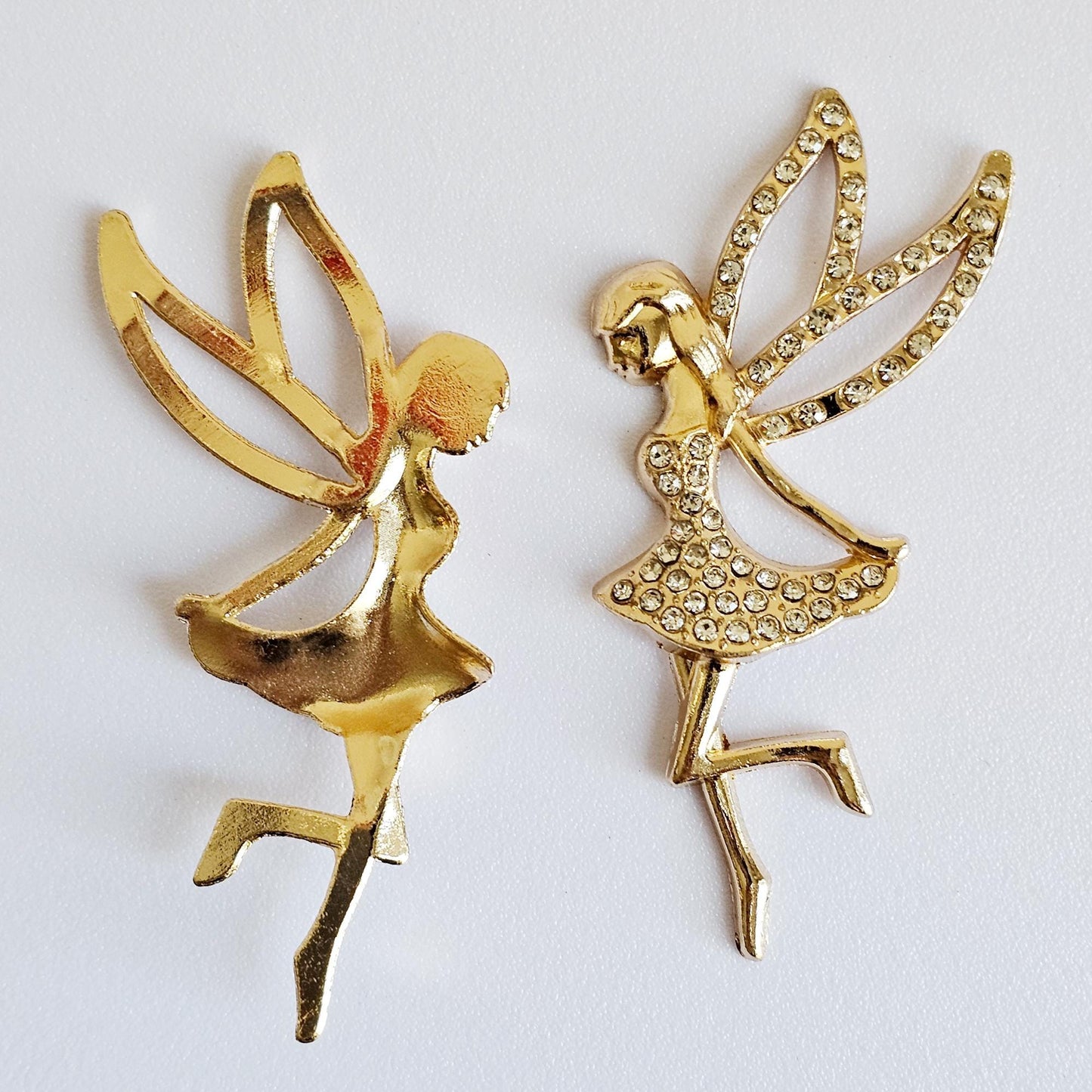 2 Pcs Rhinestone Fairy Gold Bling Gorgeous Luxury Sparkling Embellishment DIY 70mm X 32mm
