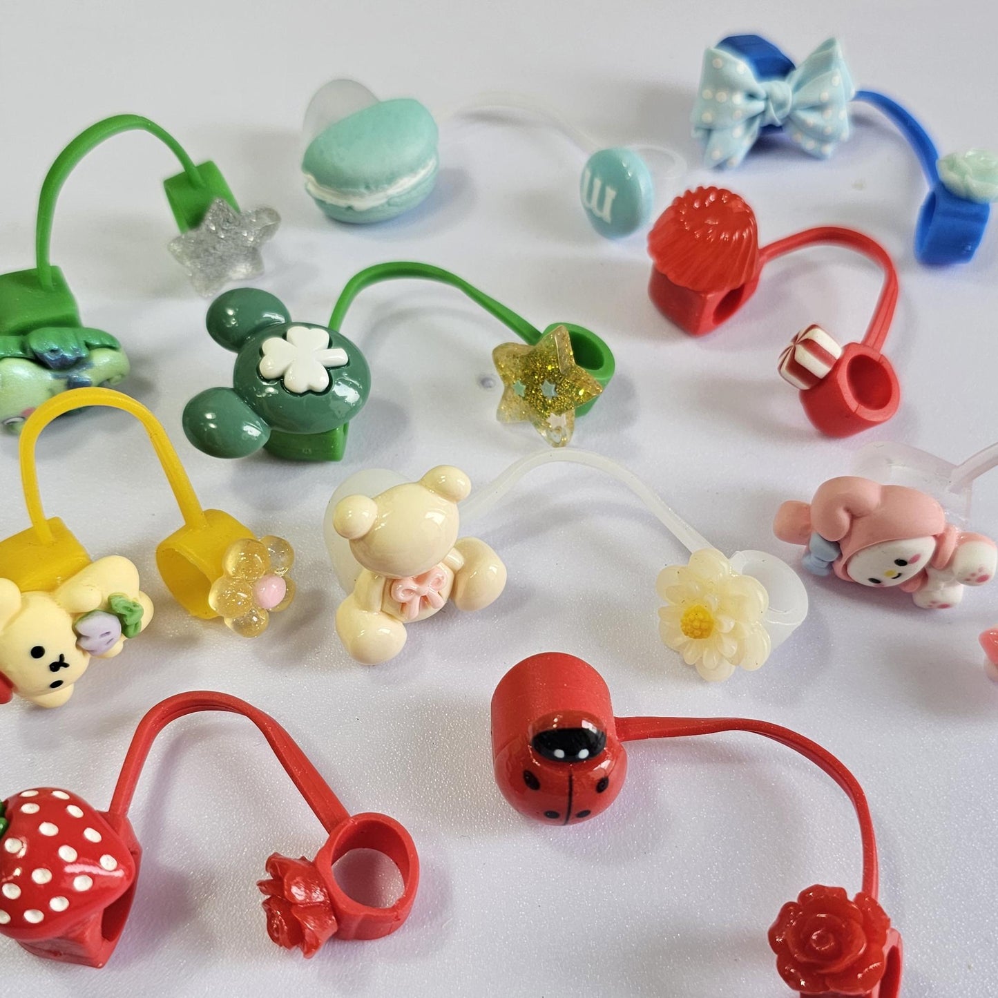 20 Pcs Straw Toppers Straw Cover Mixed Designs 8mm 10mm